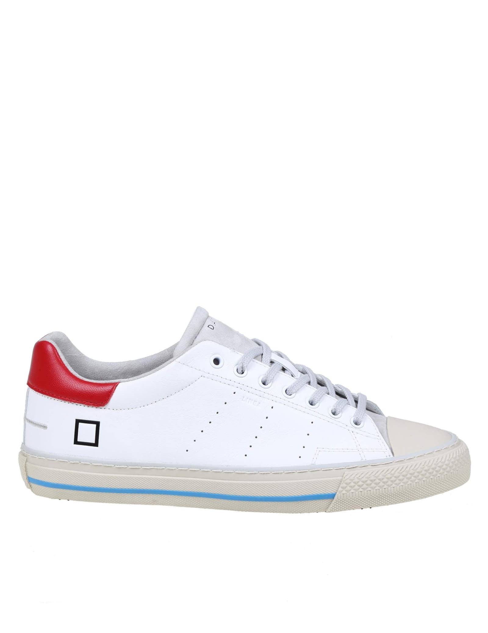 D.A.T.E. White And Red Leather Sneakers