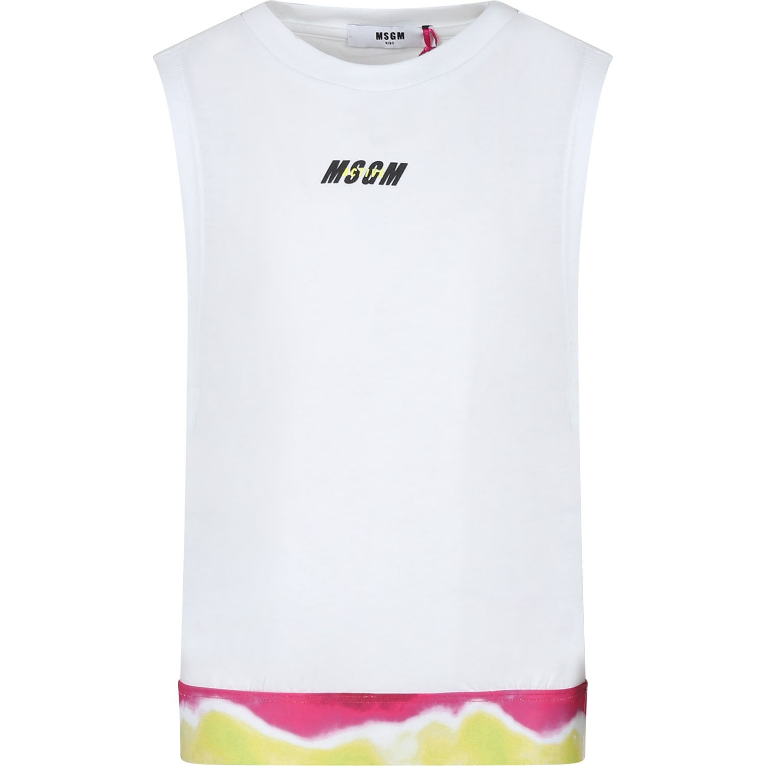 Shop Msgm White T-shirt For Girl With Logo And Print