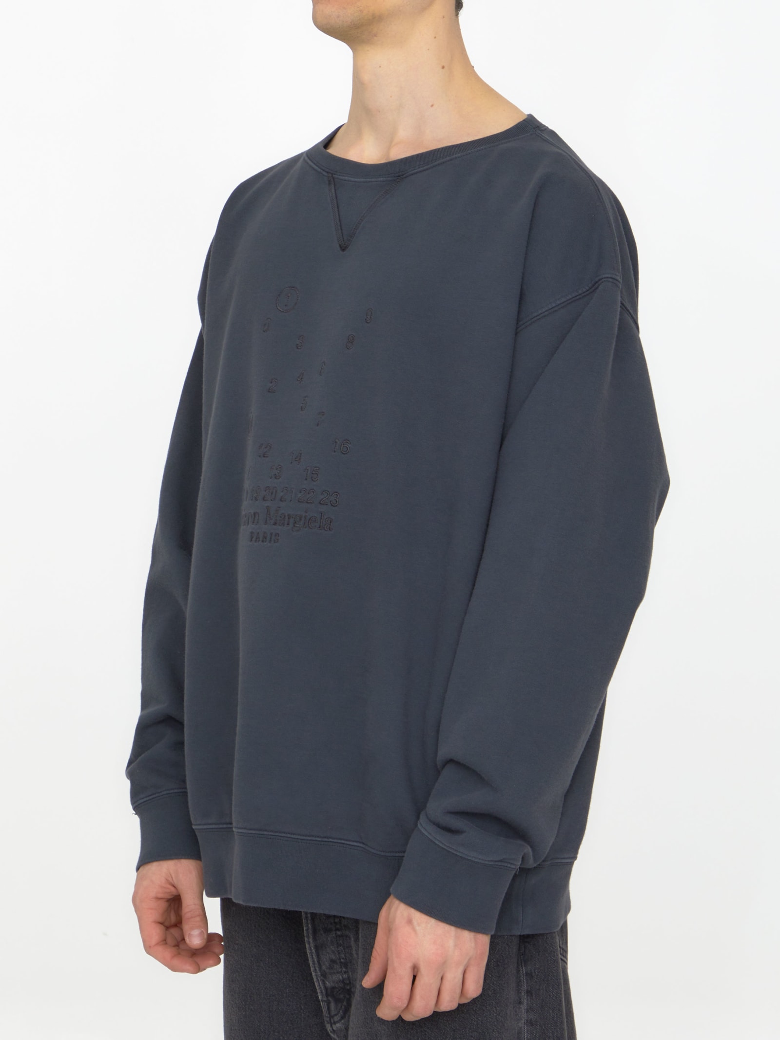 Shop Maison Margiela Numerical Logo Sweatshirt In Grey