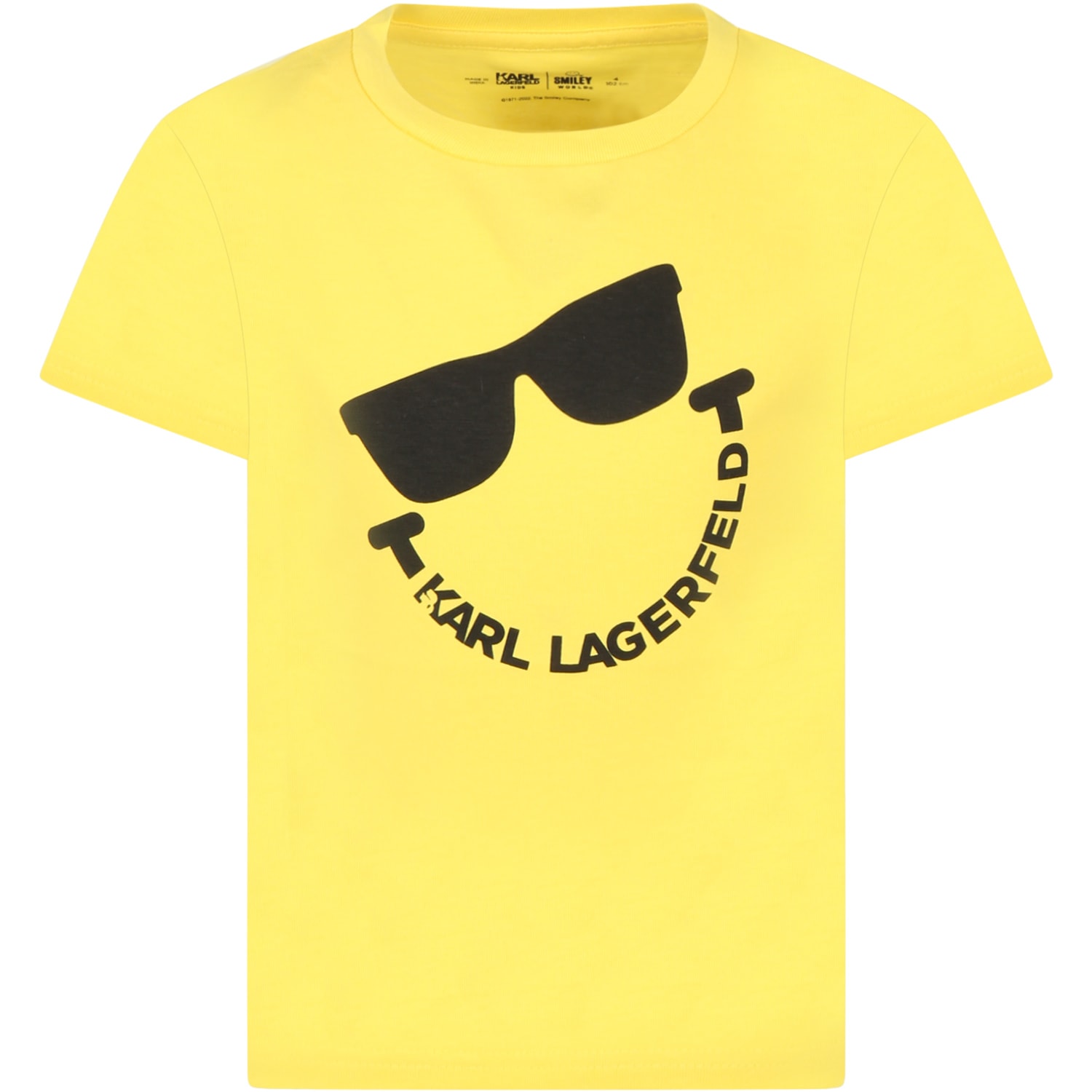 Karl Lagerfeld Kids Yellow T-shirt For Kids With Logo