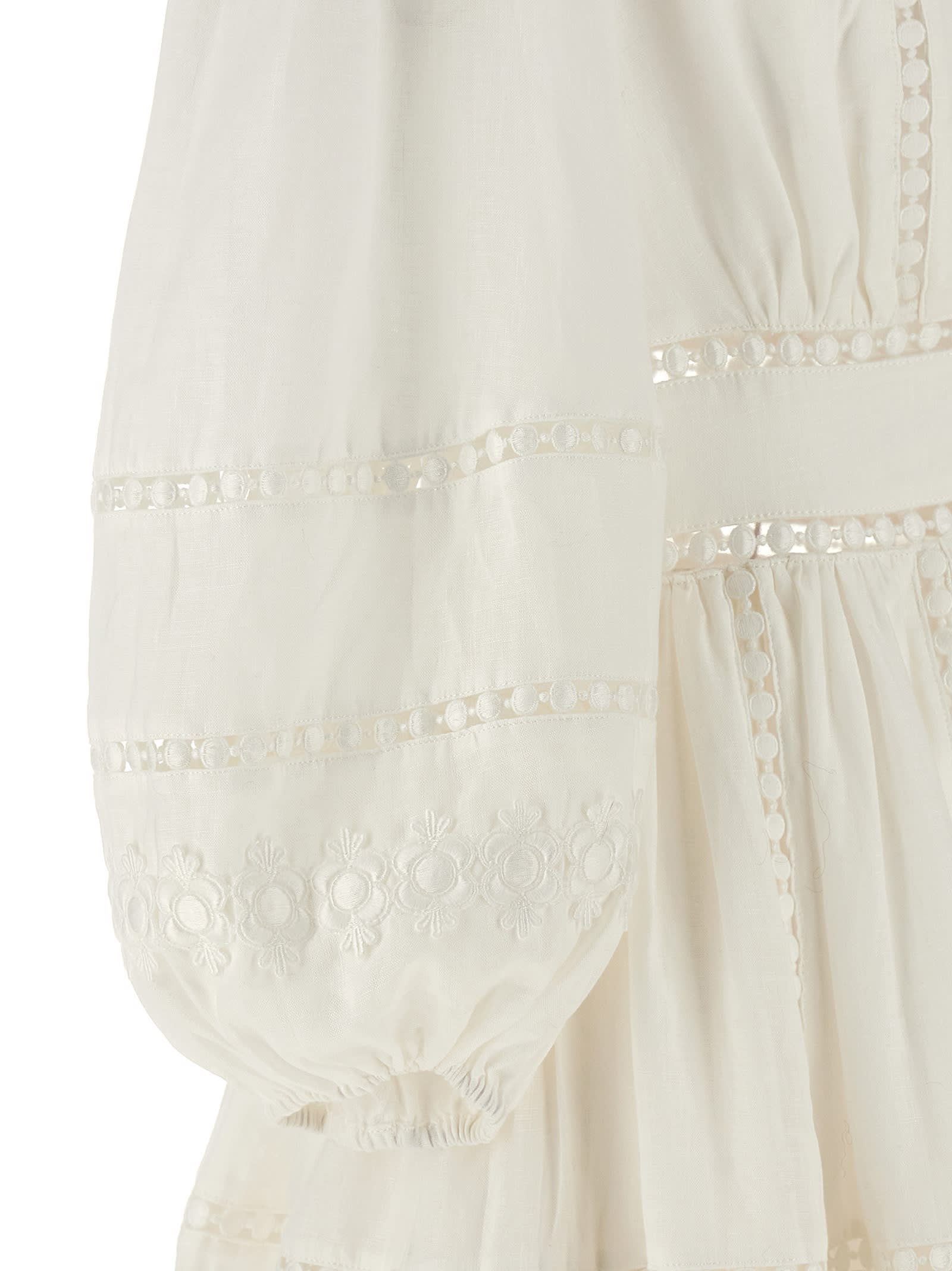 Shop Zimmermann Pop Trimmed Mini Dress In White