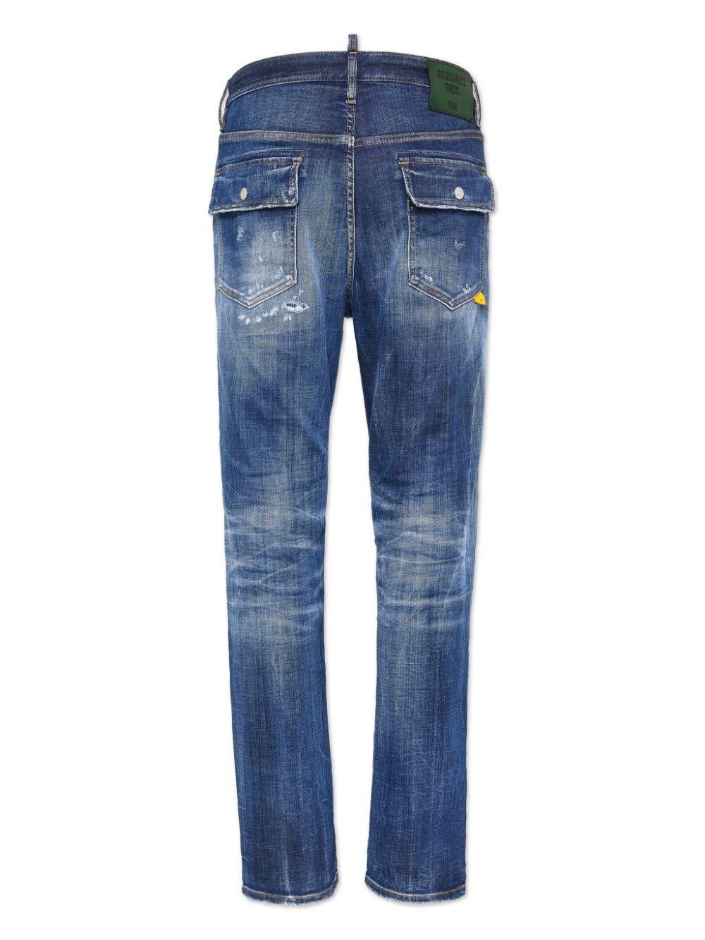 Shop Dsquared2 Straight-leg Distressed Jeans In Navy Blue