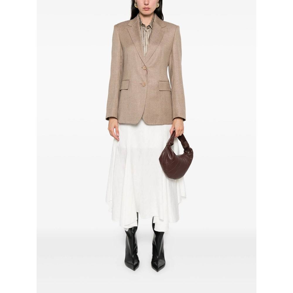 Max Mara Wool-blend Twill Blazer In Brown