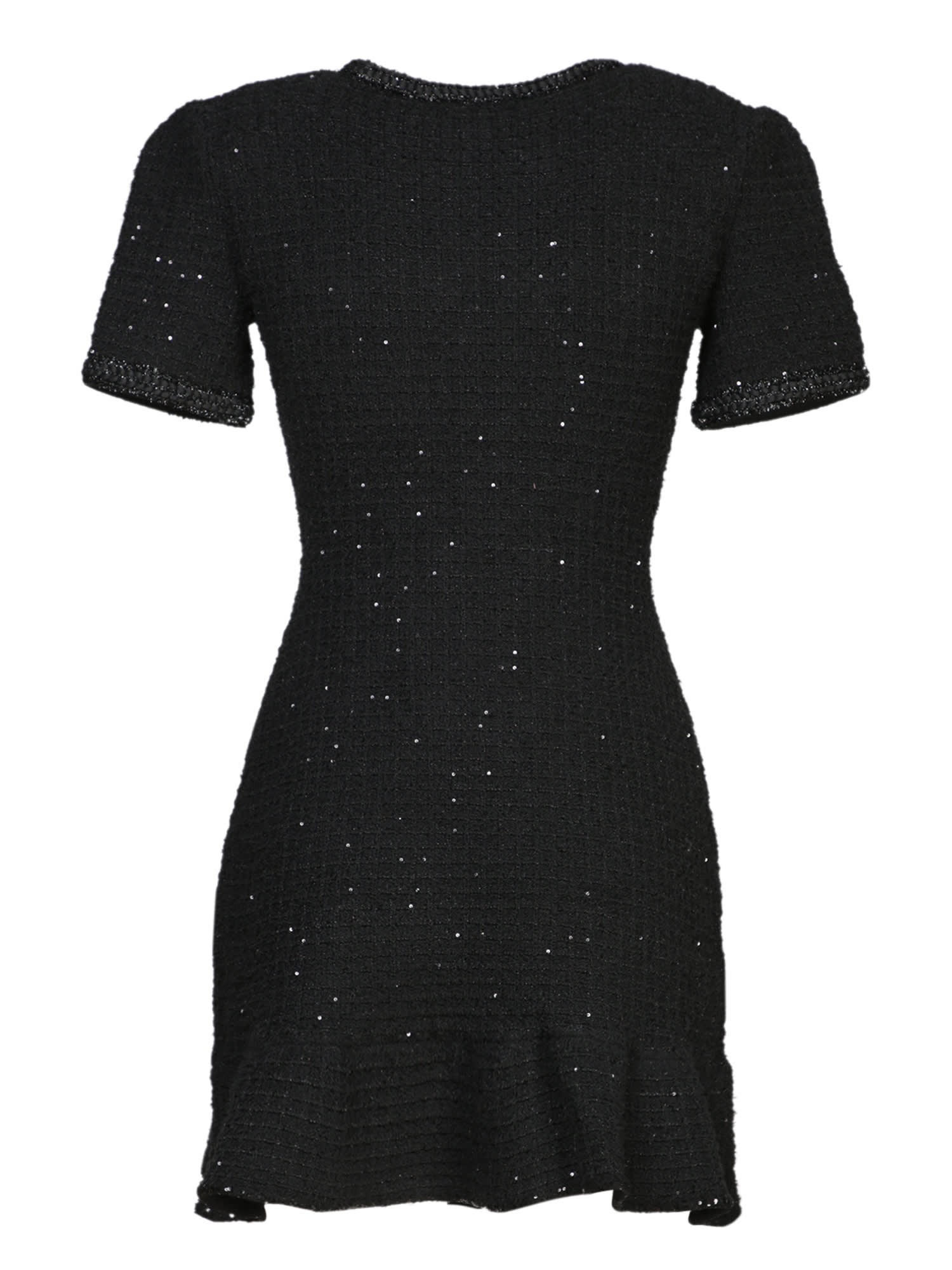 Shop Self-portrait Black Knitted Mini Dress With Buttons