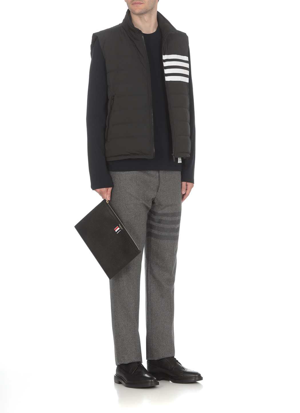 Thom Browne Ribbed Wool Blend Knit Pullover In Blue