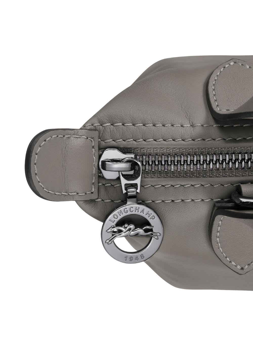 Longchamp Le Pliage Xtra Grey Shoulder Bag With Engraved Logo On The Front In Leather Woman In Grey