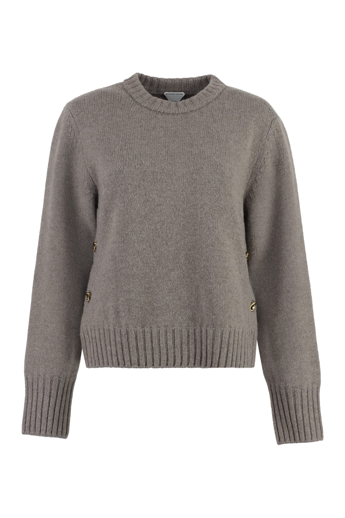 Shop Bottega Veneta Crew-neck Wool Sweater In Grey