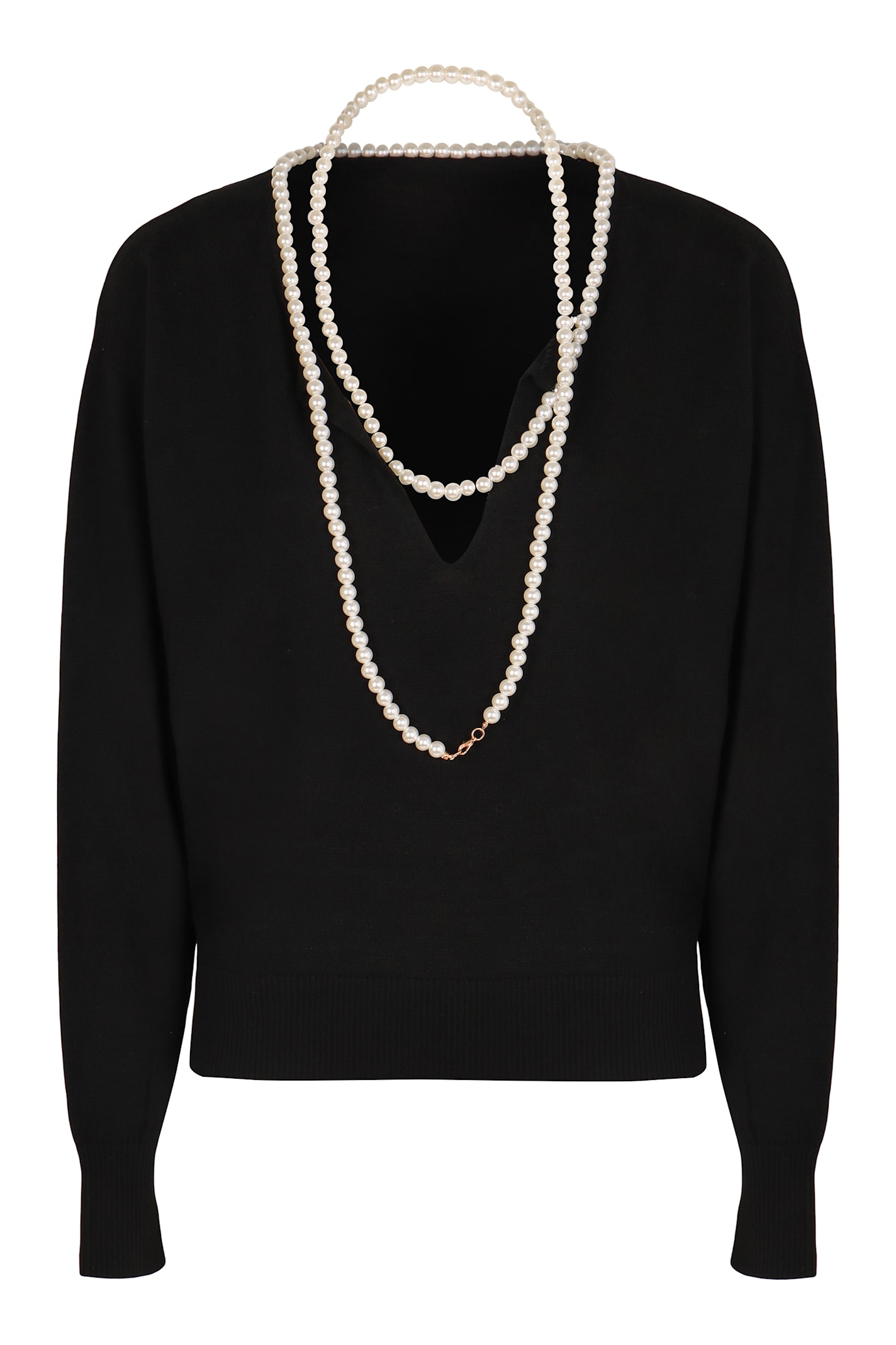 Zimmermann Crush Necklace-detailed Merino Wool Sweater In Black