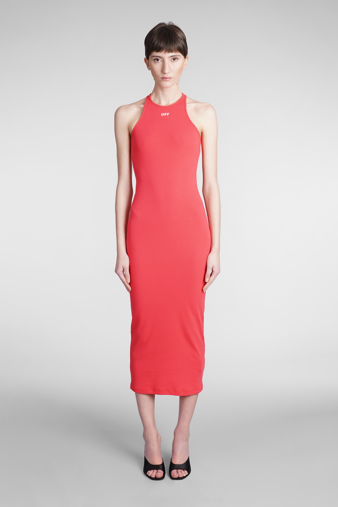 OFF-WHITE DRESS IN RED COTTON