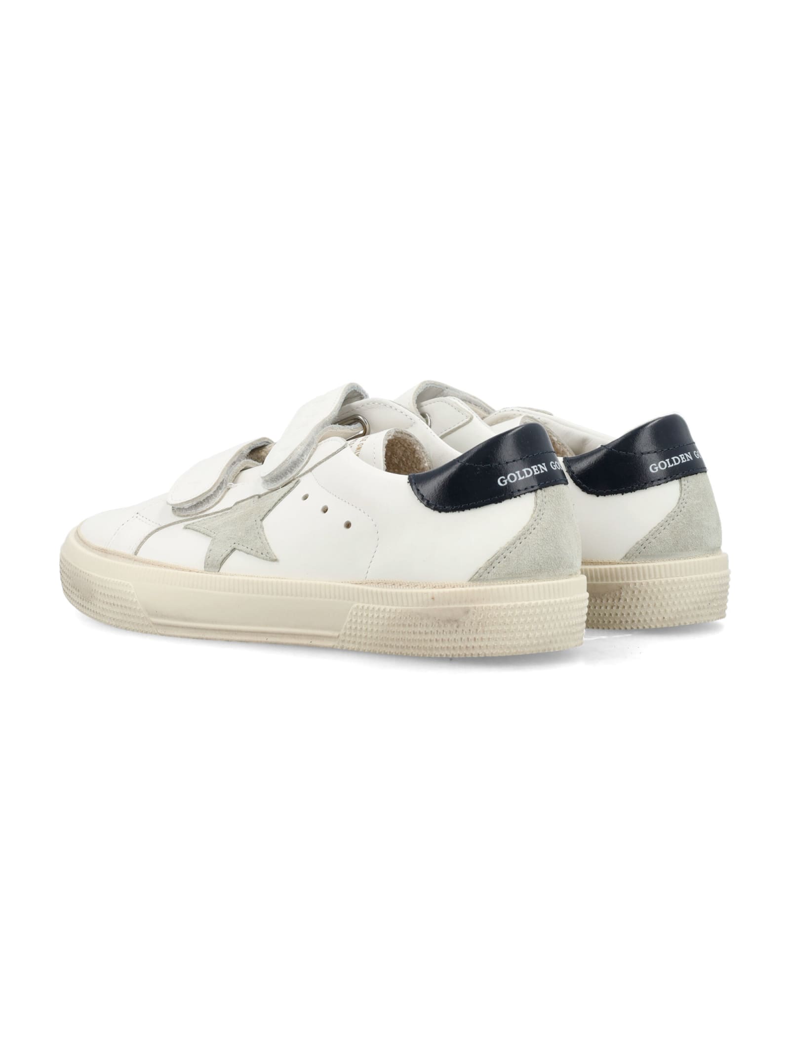 Shop Golden Goose May School Sneakers In White/blue/ice