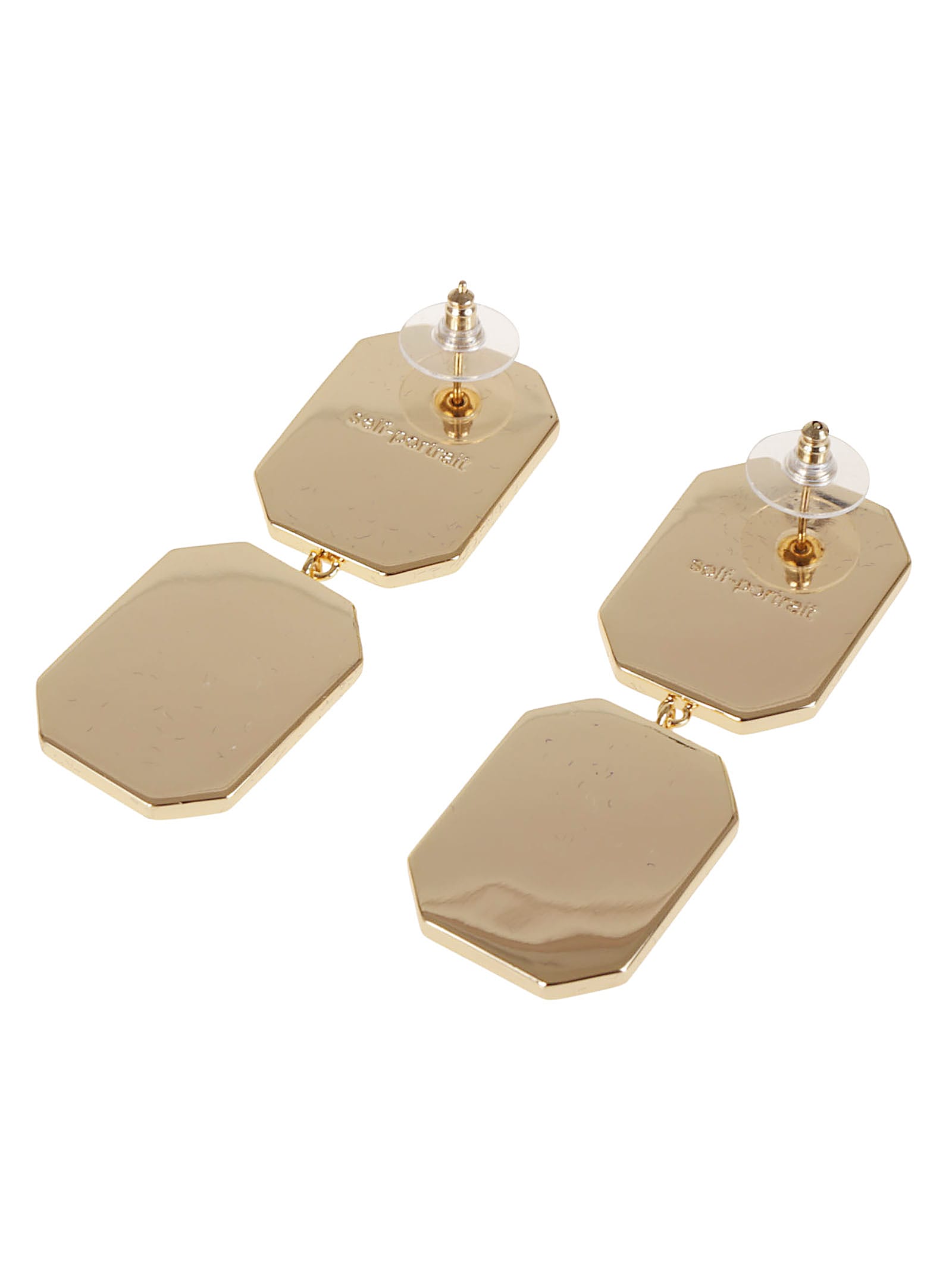 Self-portrait Geometric Gold-tone Crystal Earrings In Multi