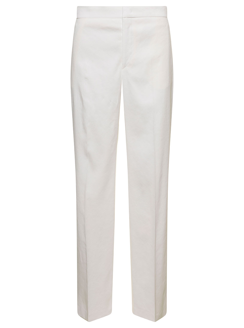 ISABEL MARANT WHITE HIGH-WAISTED TAILORED TROUSERS IN HEMP BLEND WOMAN