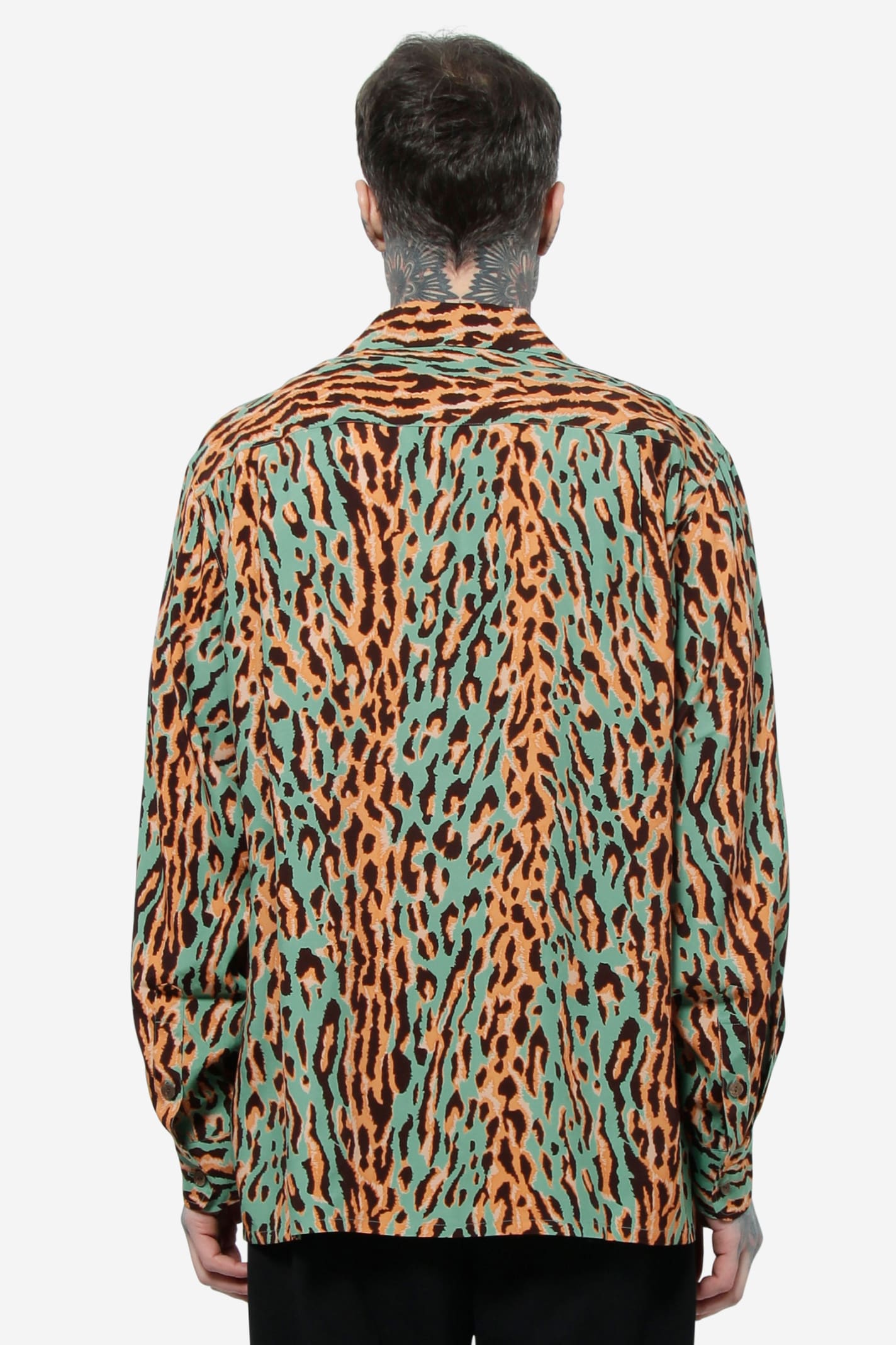 Leopard Open Collar Shirt In Green