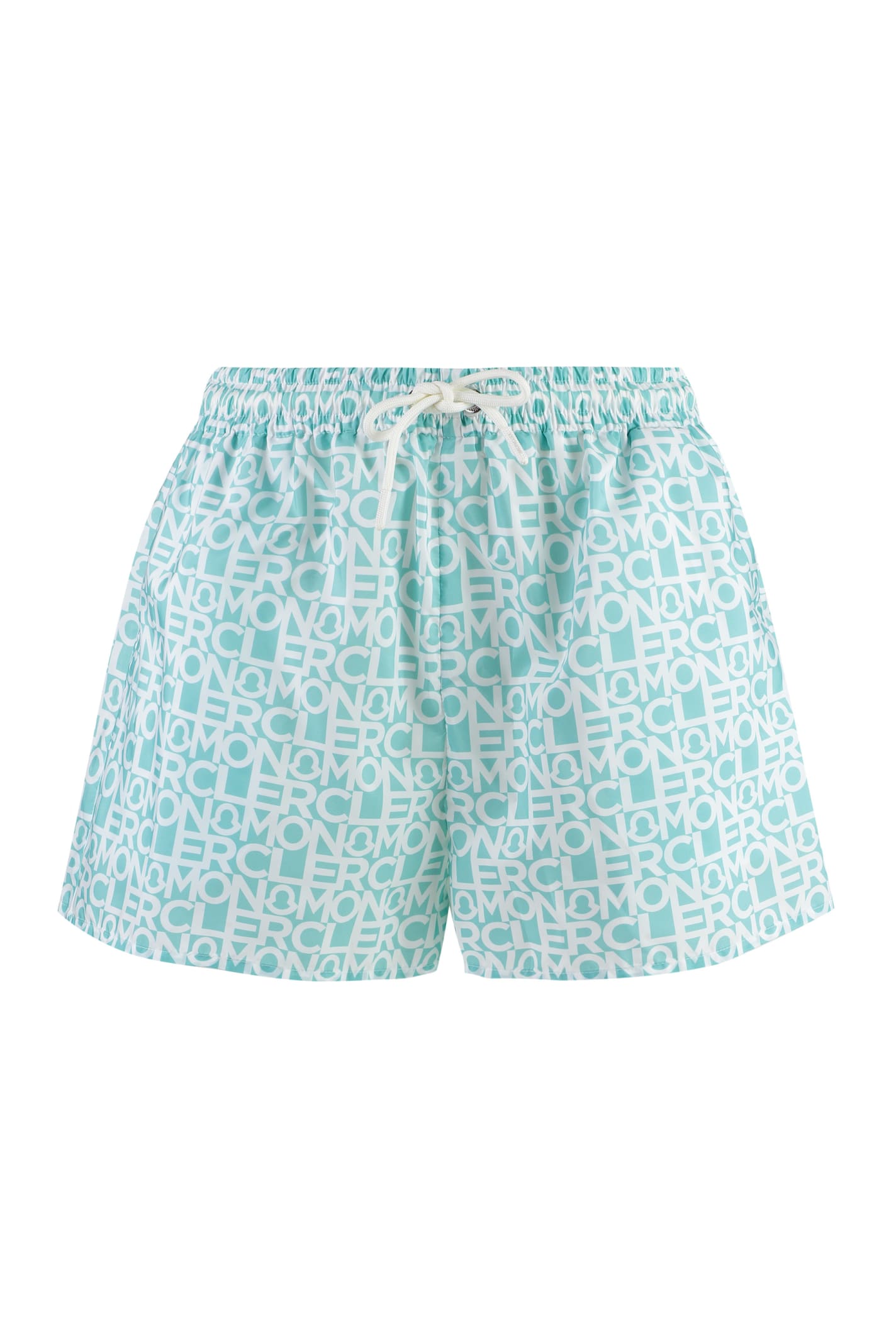 Shop Moncler Printed Techno Fabric Shorts In Green