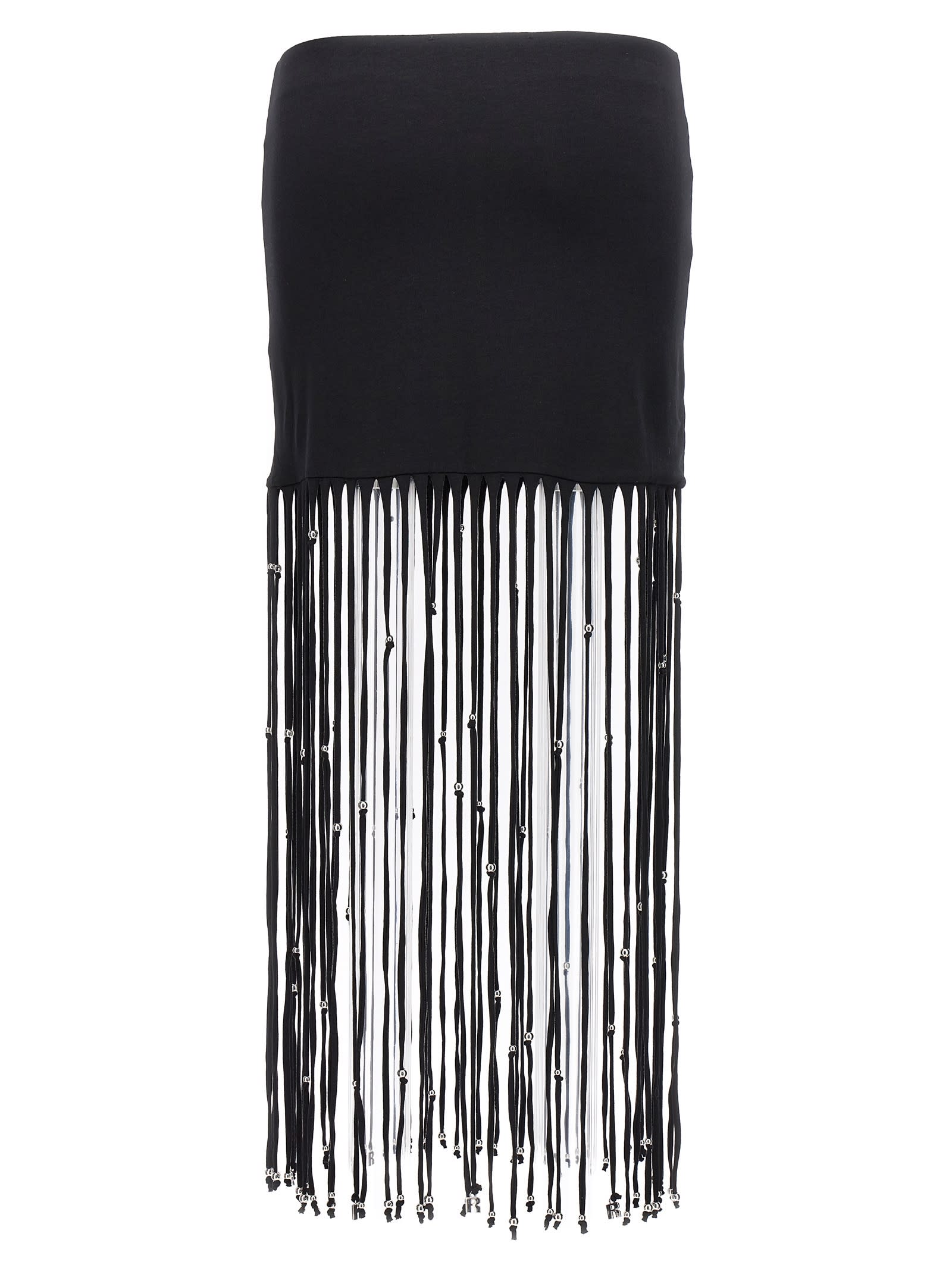 Shop Rotate Birger Christensen Sunday Capsule Beads Fringed Skirt In Black