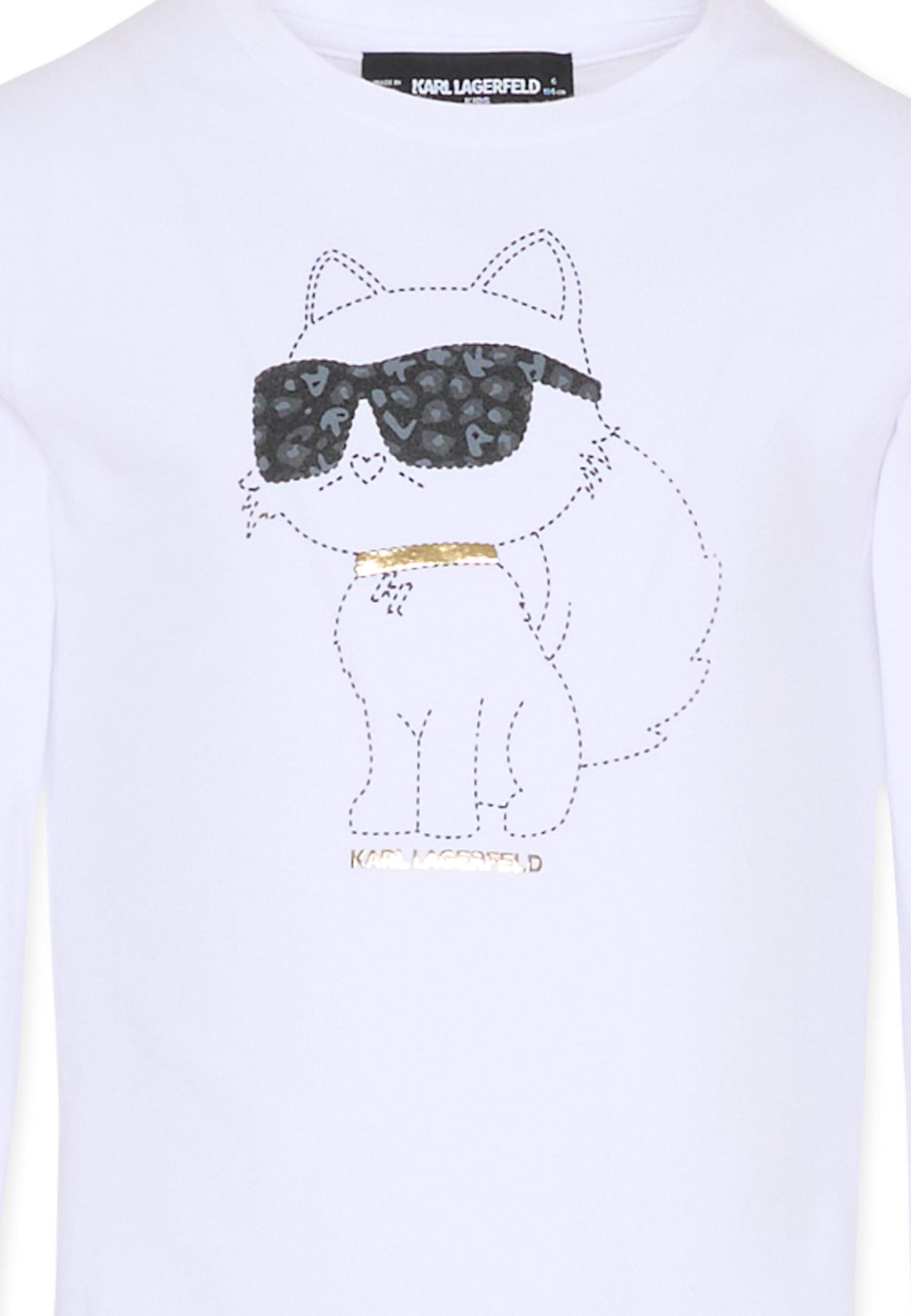 Karl Lagerfeld White T-shirt For Girl With Choupette In White
