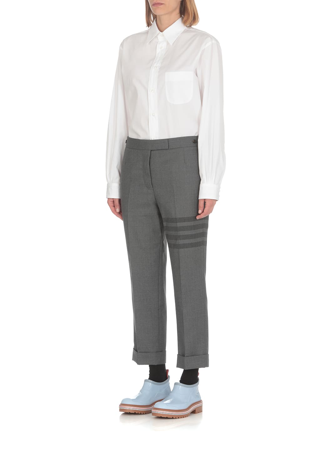 Shop Thom Browne 4-bars Trousers In Grey