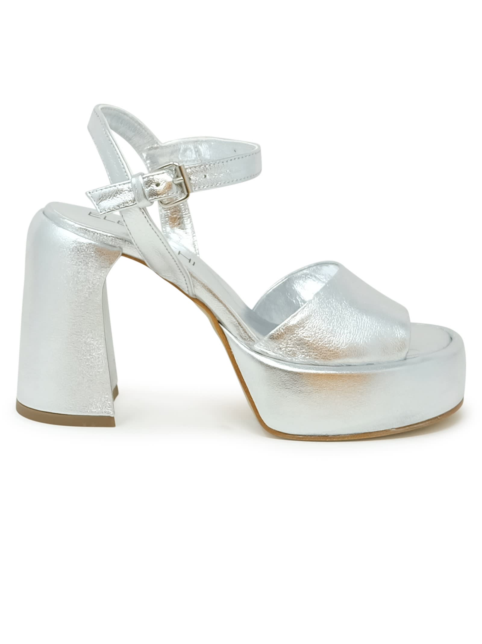 Elena Iachi Leather Sandals In White