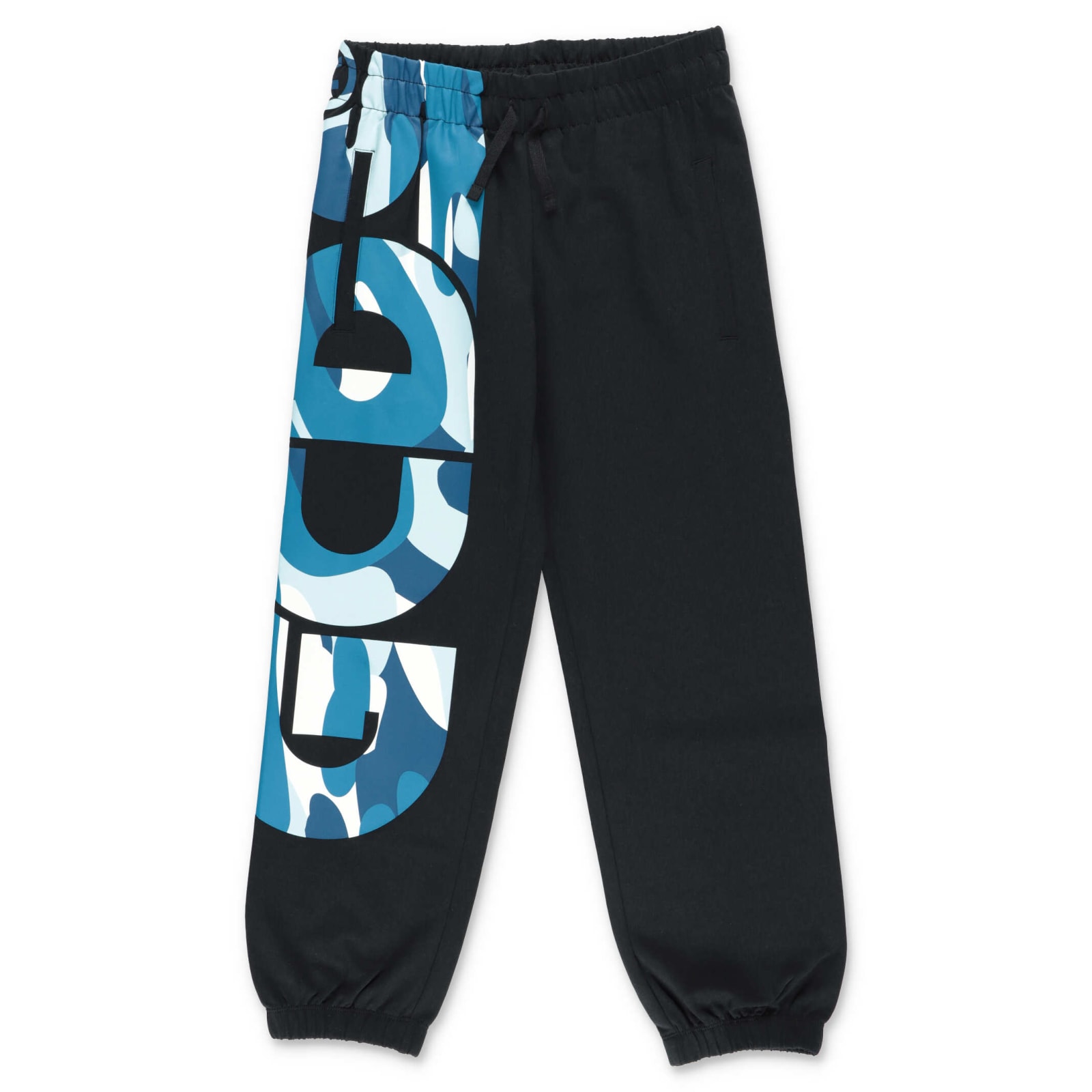 Gcds Mini Gcds Pantaloni Neri In Felpa Di Cotone In Nero