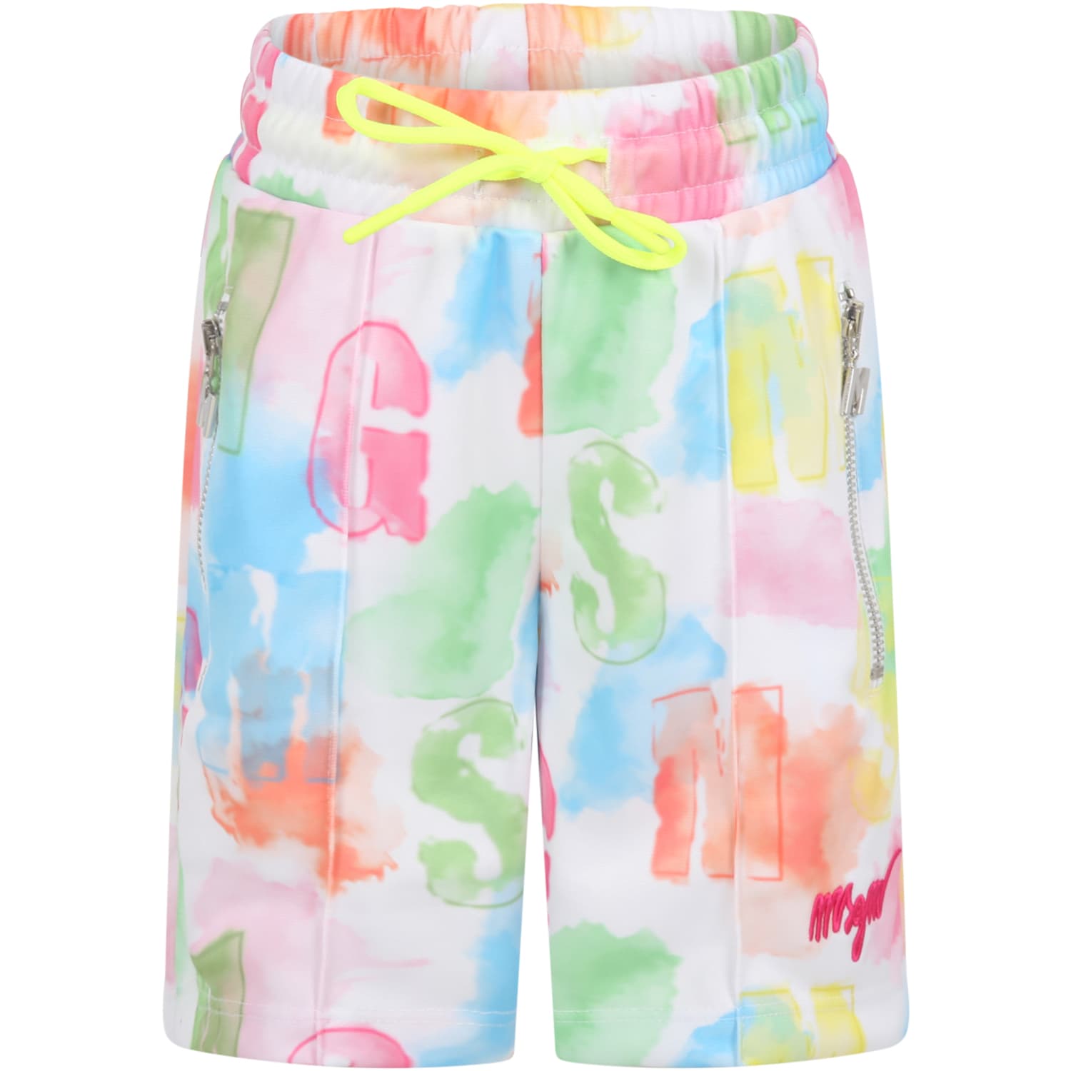 MSGM White Short For Girl With Logos