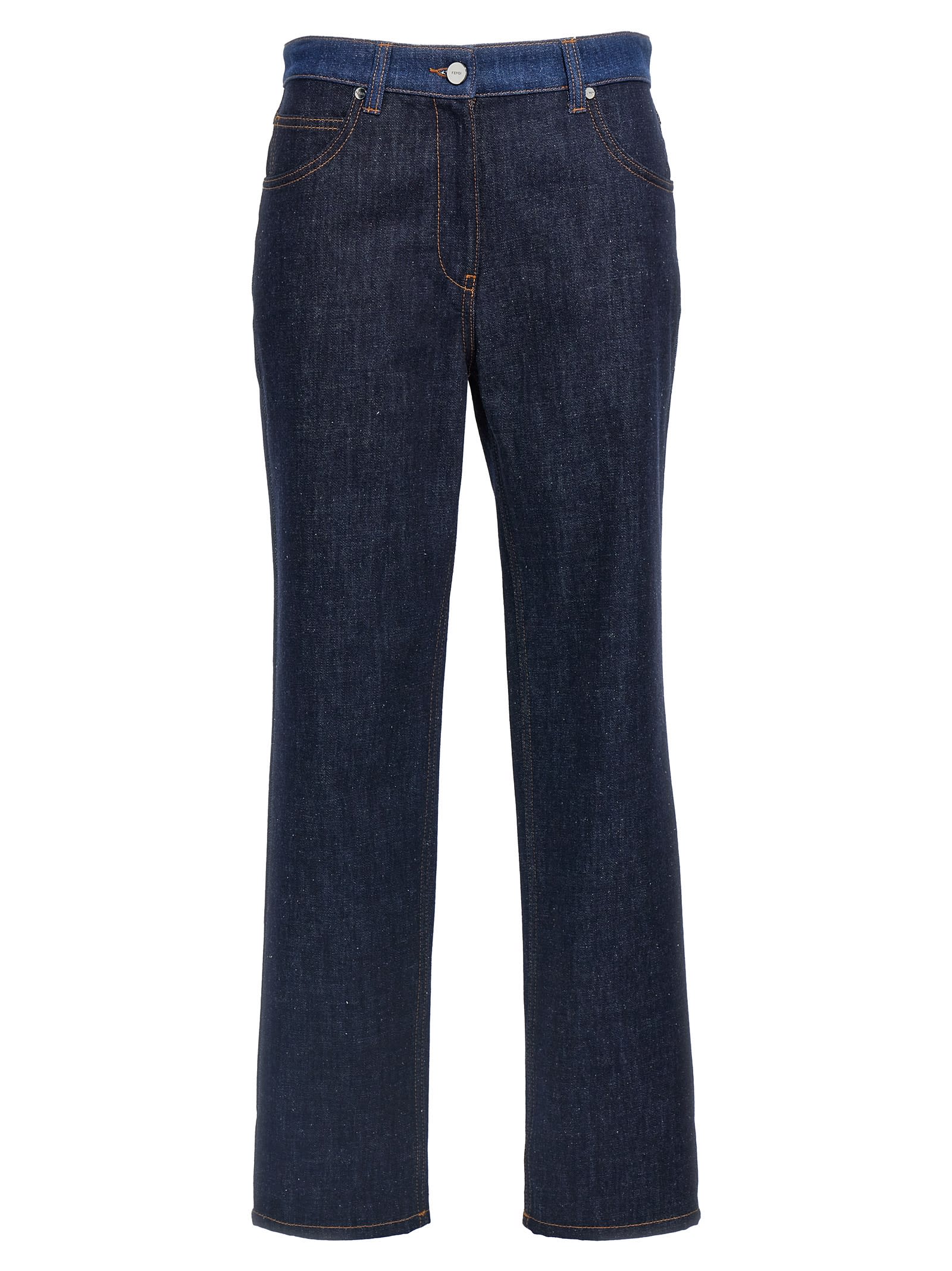 Shop Fendi Two-tone Jeans In Blue