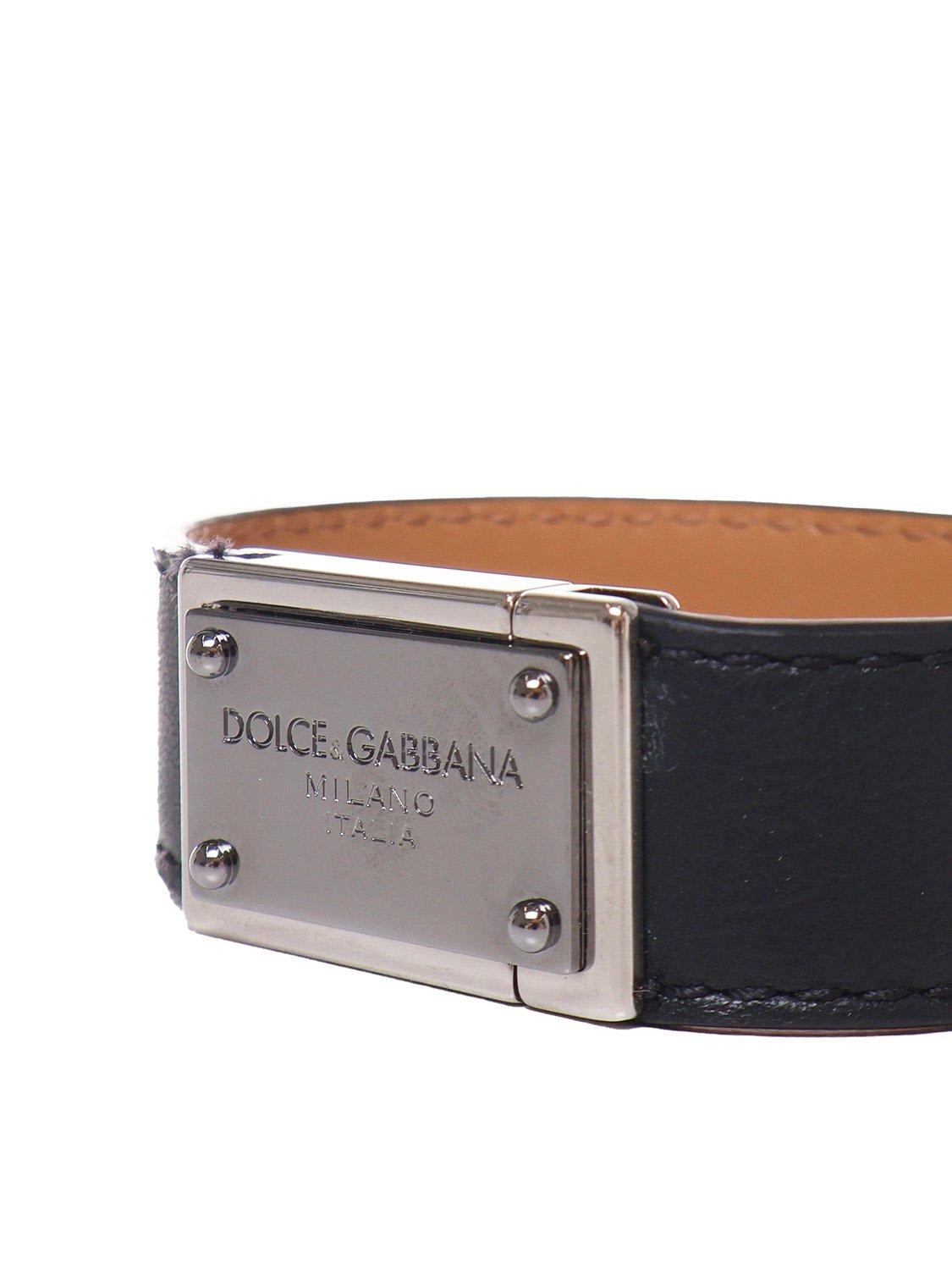 Shop Dolce & Gabbana Logo Engraved Bracelet In Black