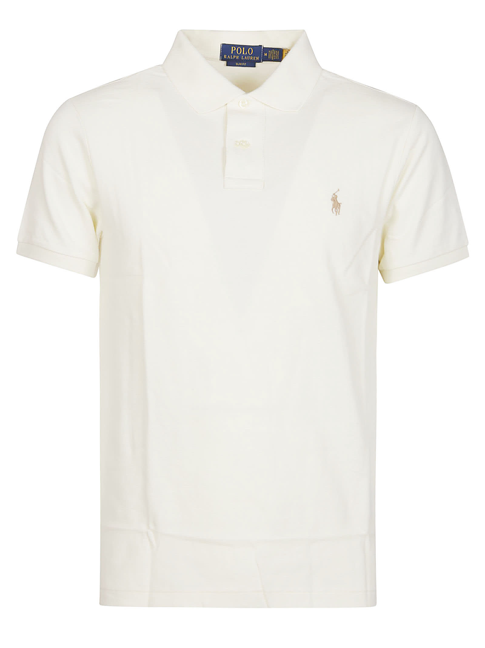Polo Ralph Lauren Short Sleeve Slim Fit Polo Shirt In Parchment Cream