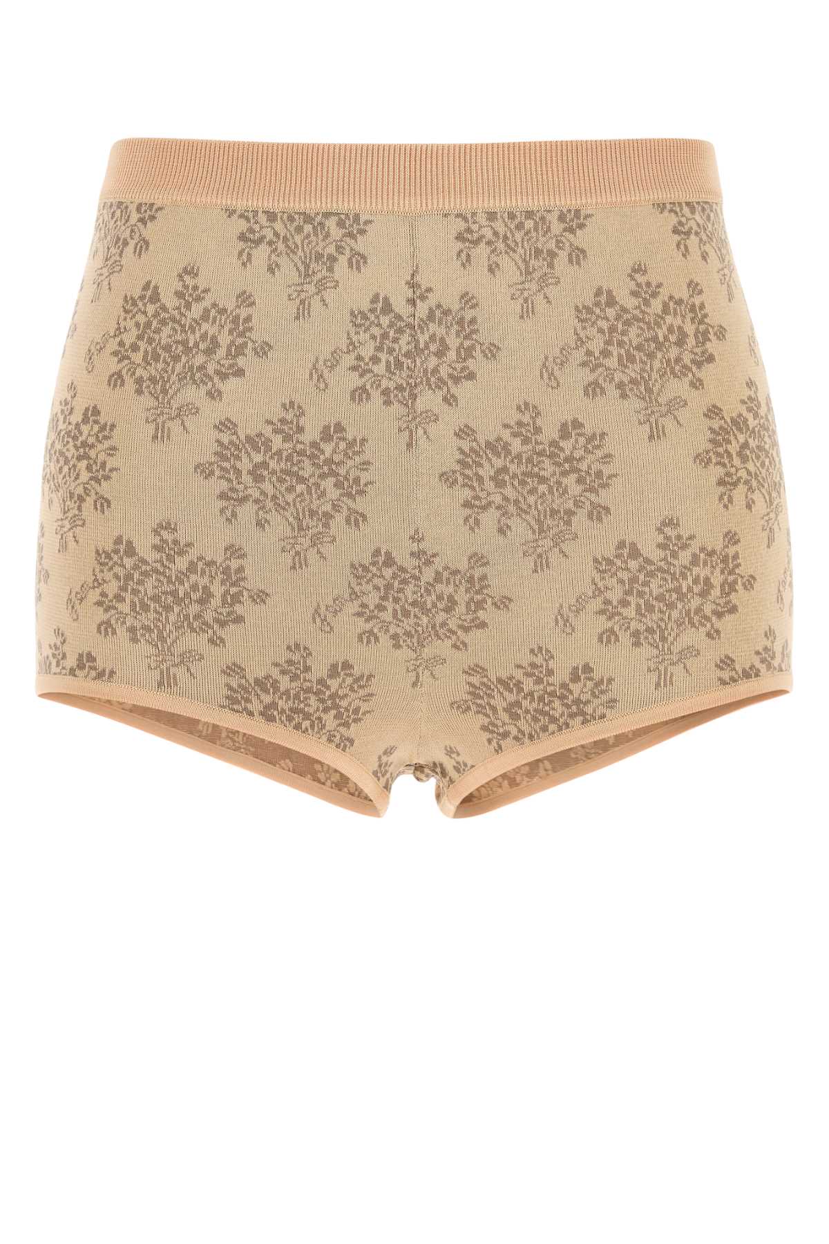 Fendi Viscose Shorts With Embroidered Floral Pattern In Neutral