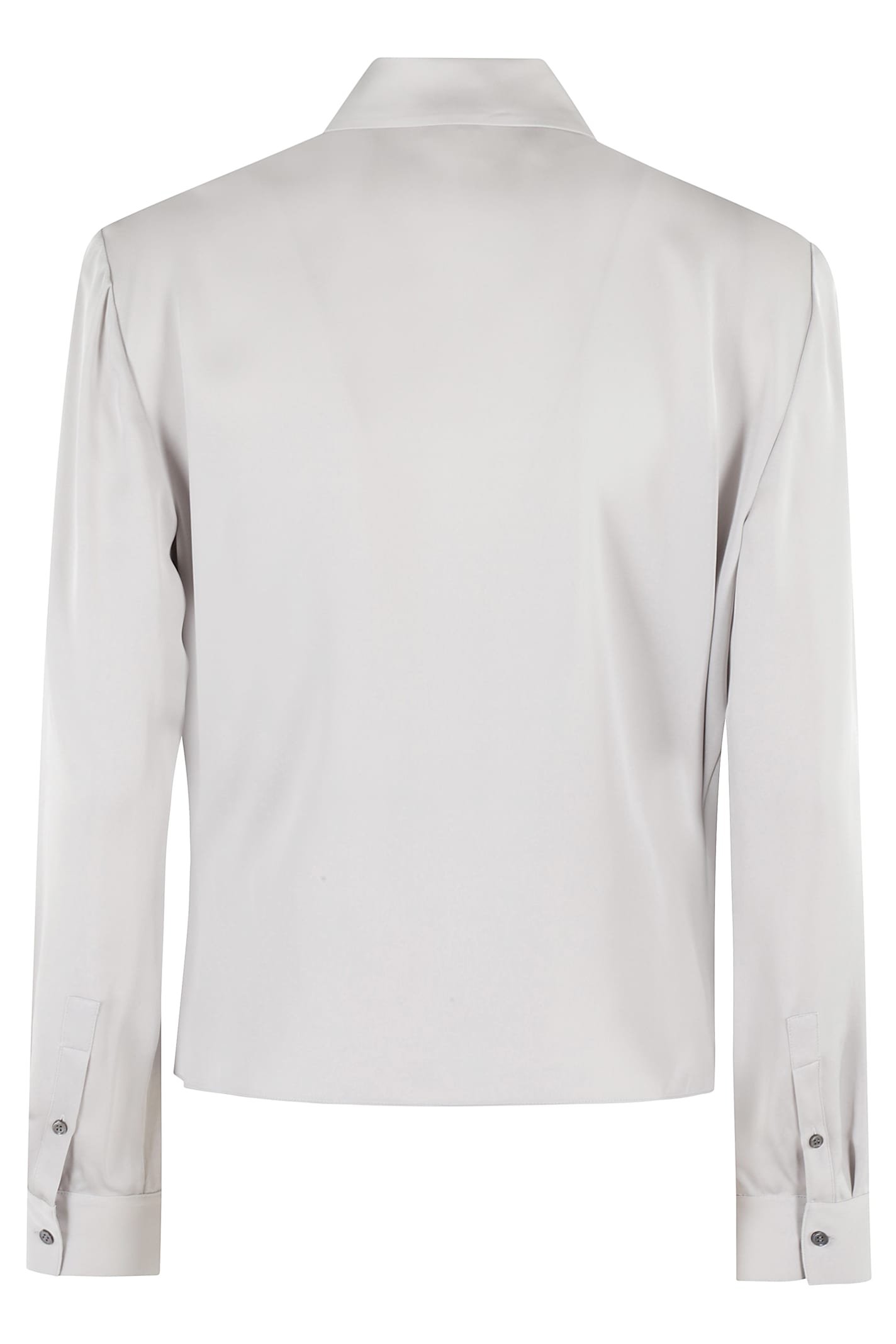 Theory Metallic Blouse With Peak Revers And Crossover Neck In M Platinum