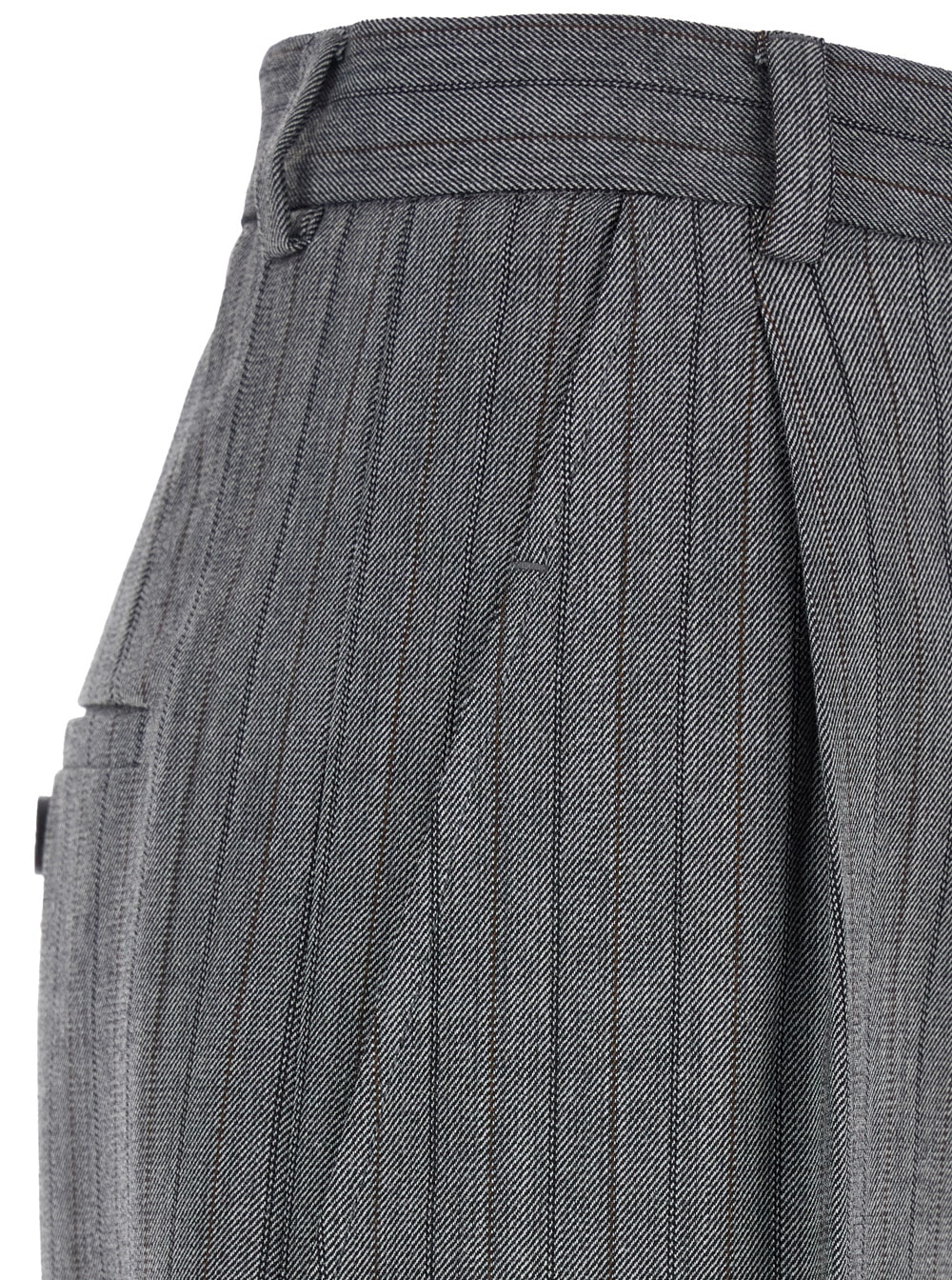 Shop Tela Mia Grey Pants With Belt Loops And All-over Striped Motif In Wool Blend Stretch Woman