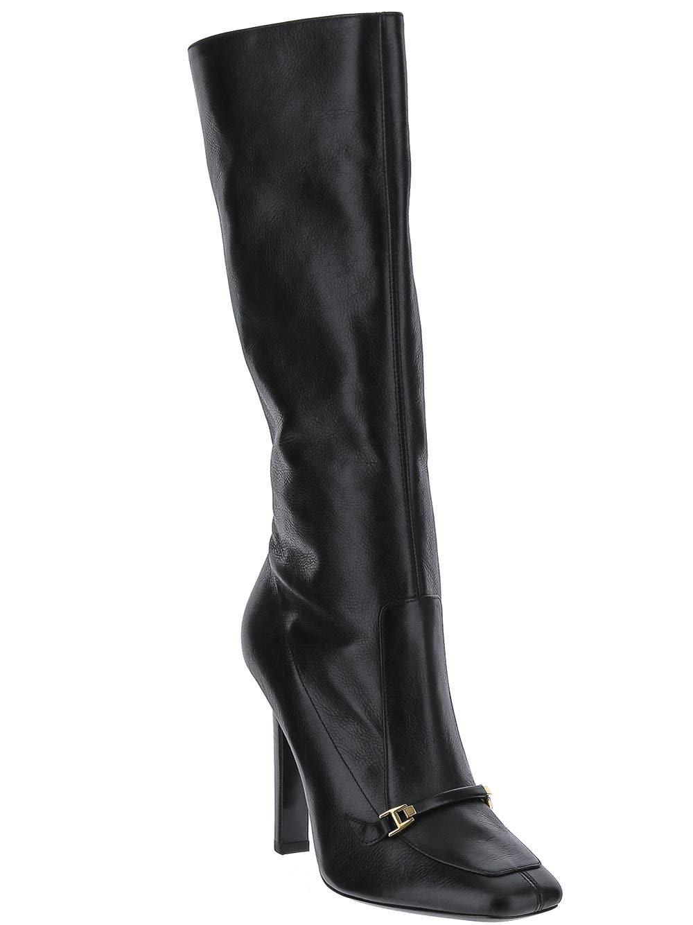 Shop Saint Laurent Camden Boots In Shiny Grained Leather In Black