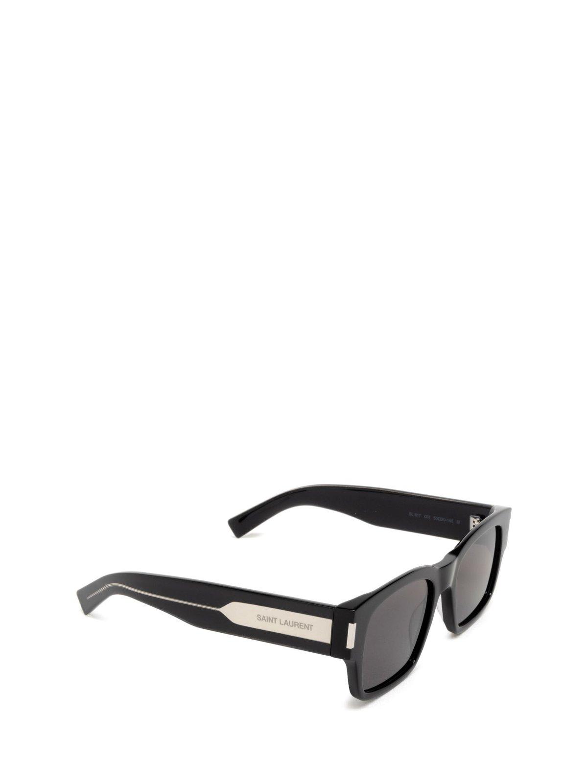 Shop Saint Laurent Square Frame Sunglasses In 001 Black Crystal Black