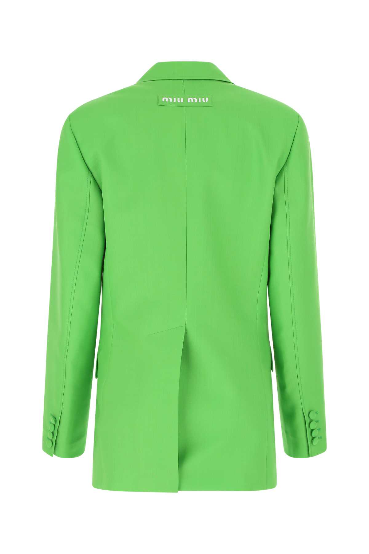 Shop Miu Miu Green Wool Blazer In F0225