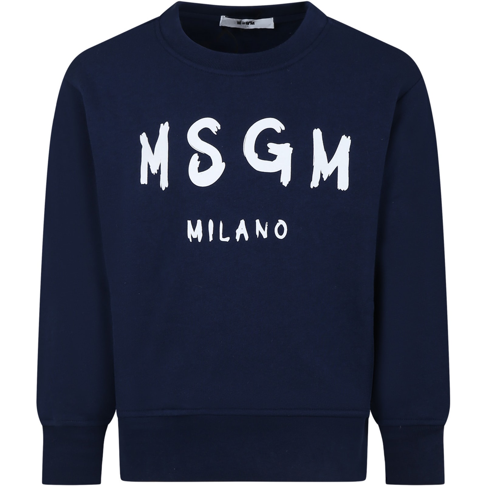Msgm Blue Sweatshirt For Kids With Logo