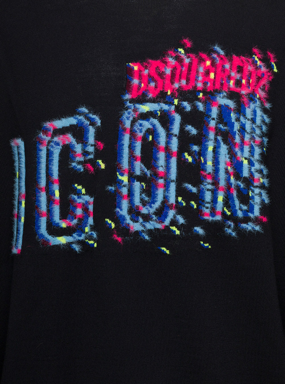 Shop Dsquared2 Black Crewneck Sweatshirt With D-squared2 Icon Print In Cotton Man