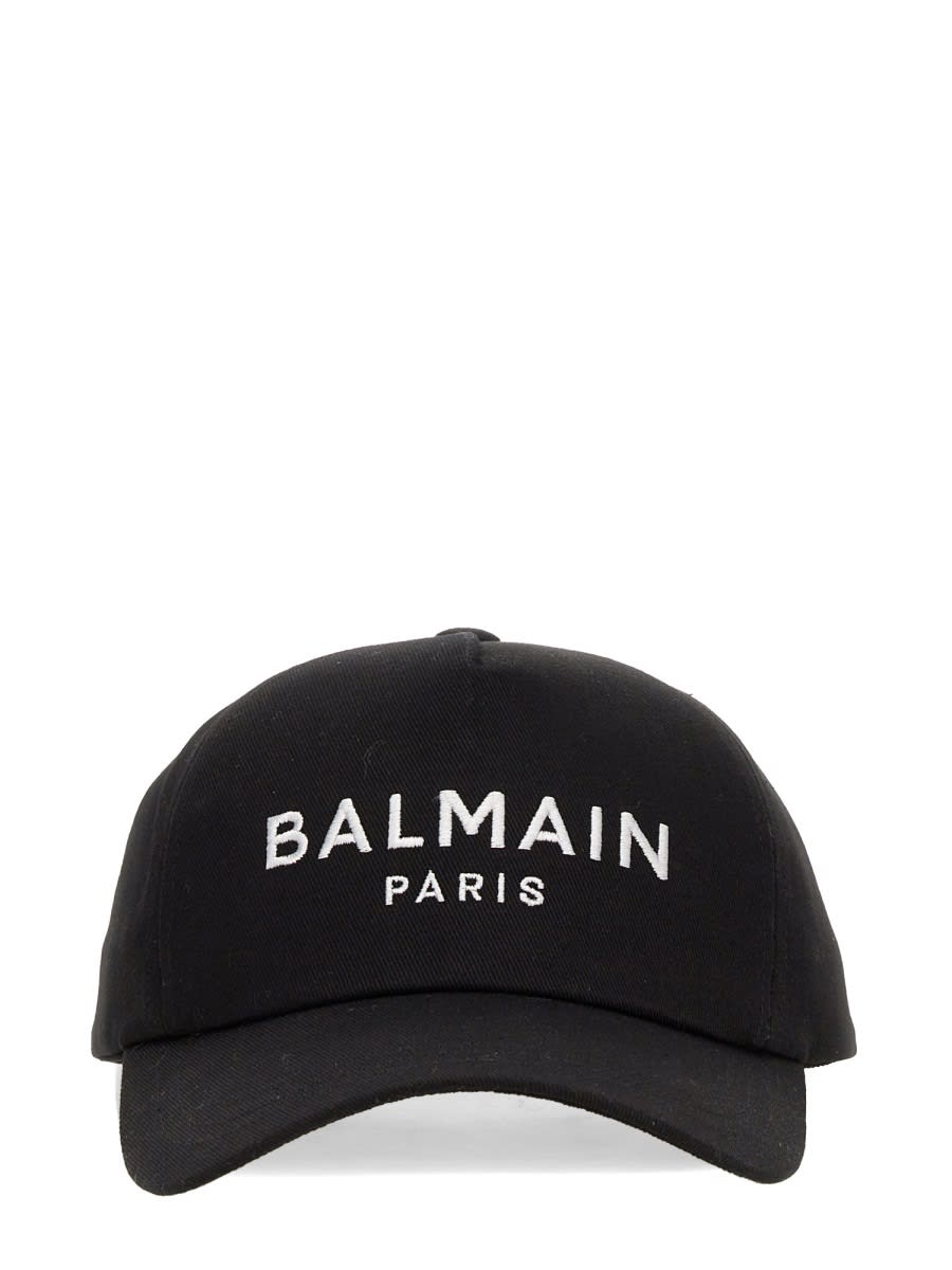 Shop Balmain Logo Baseball Cap In Black