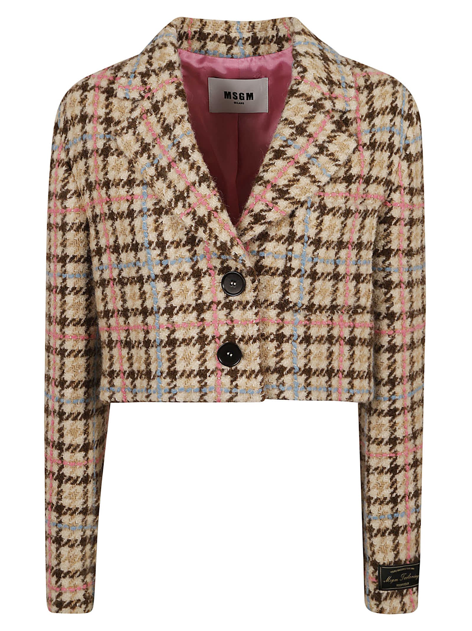 Houndstooth Cropped Check Jacket