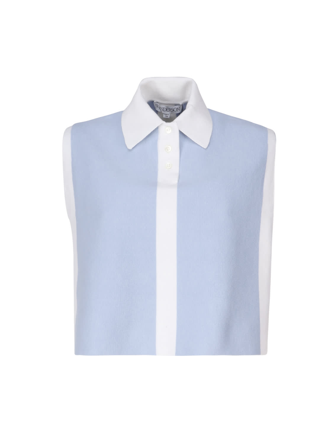 Shop Jw Anderson Tank Top With Collar In Light Blue, White