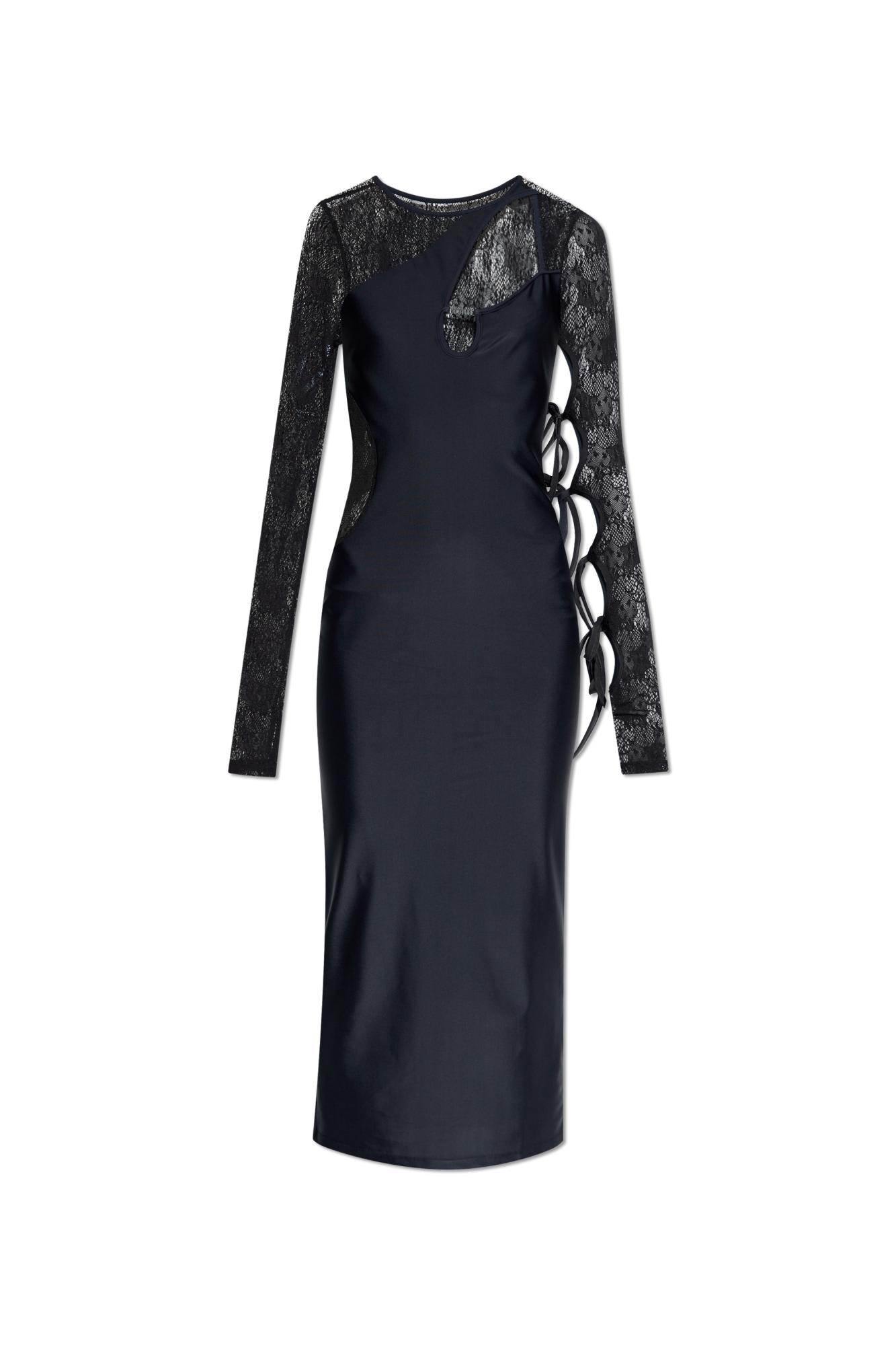 Shop Versace Jeans Couture Dress With Lace In Black