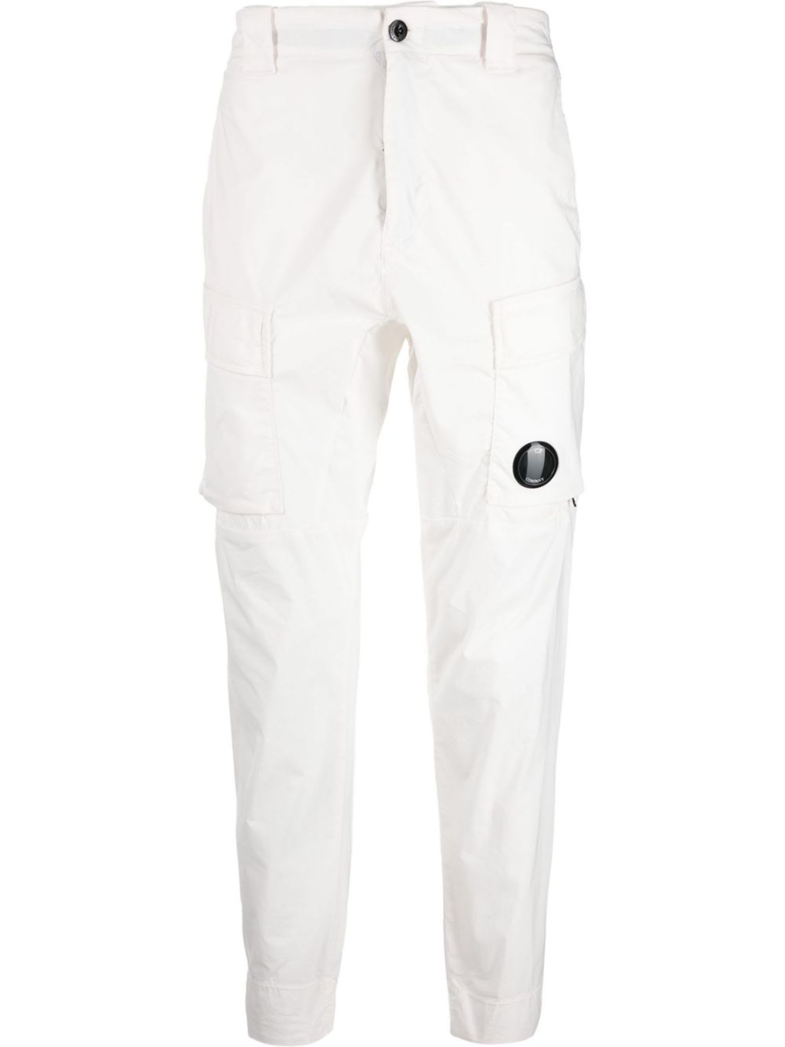 C.P. Company White Cotton Blend Trousers