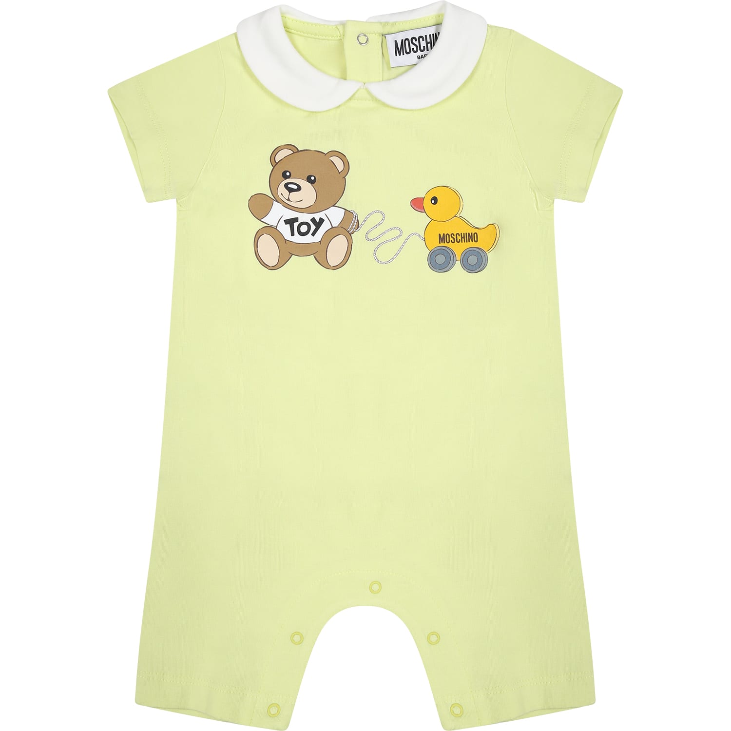 Moschino Green Bodysuit For Babies With Teddy Bear And Duck