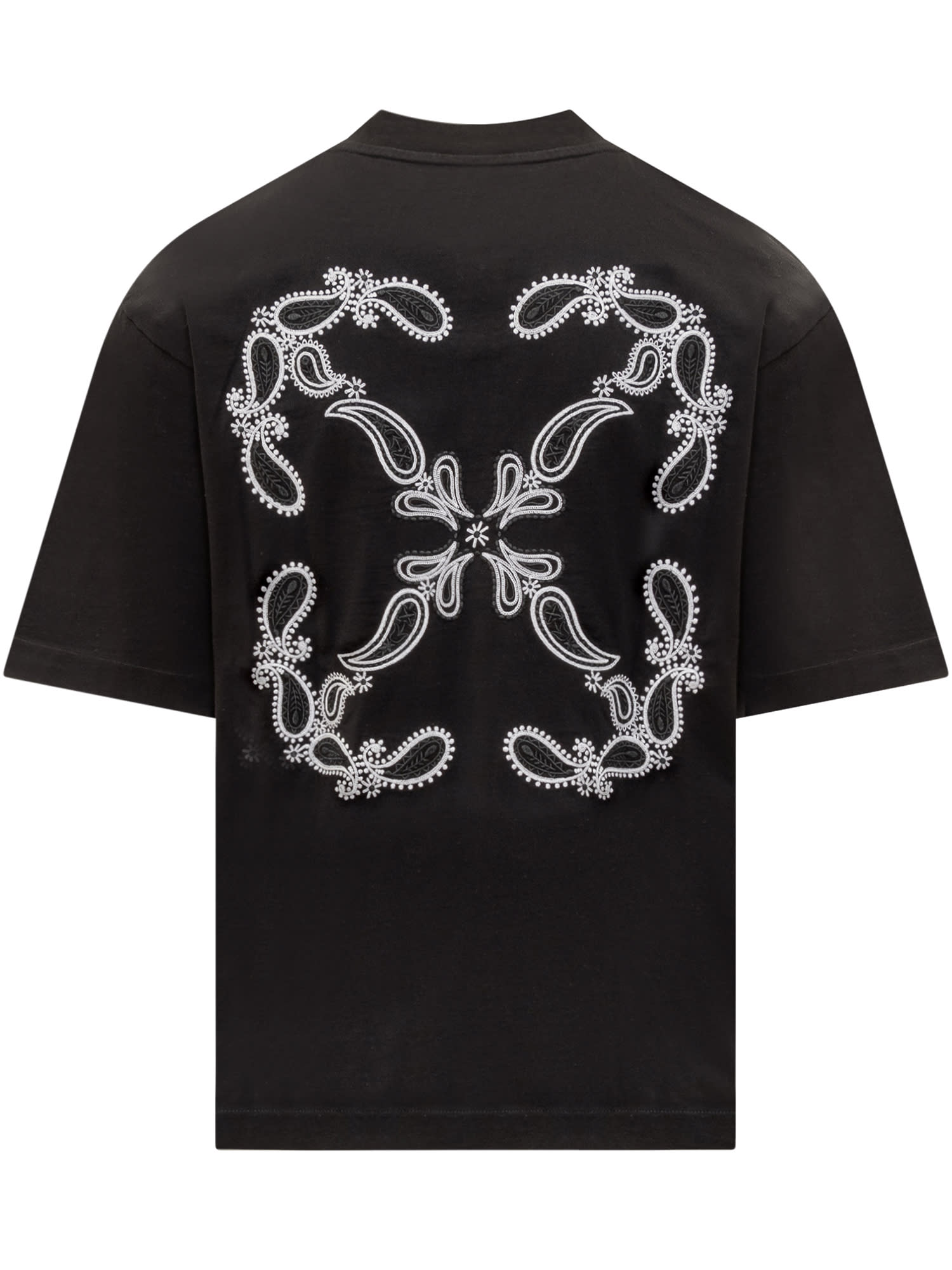Shop Off-white T-shirt With Bandana Motif In Black White