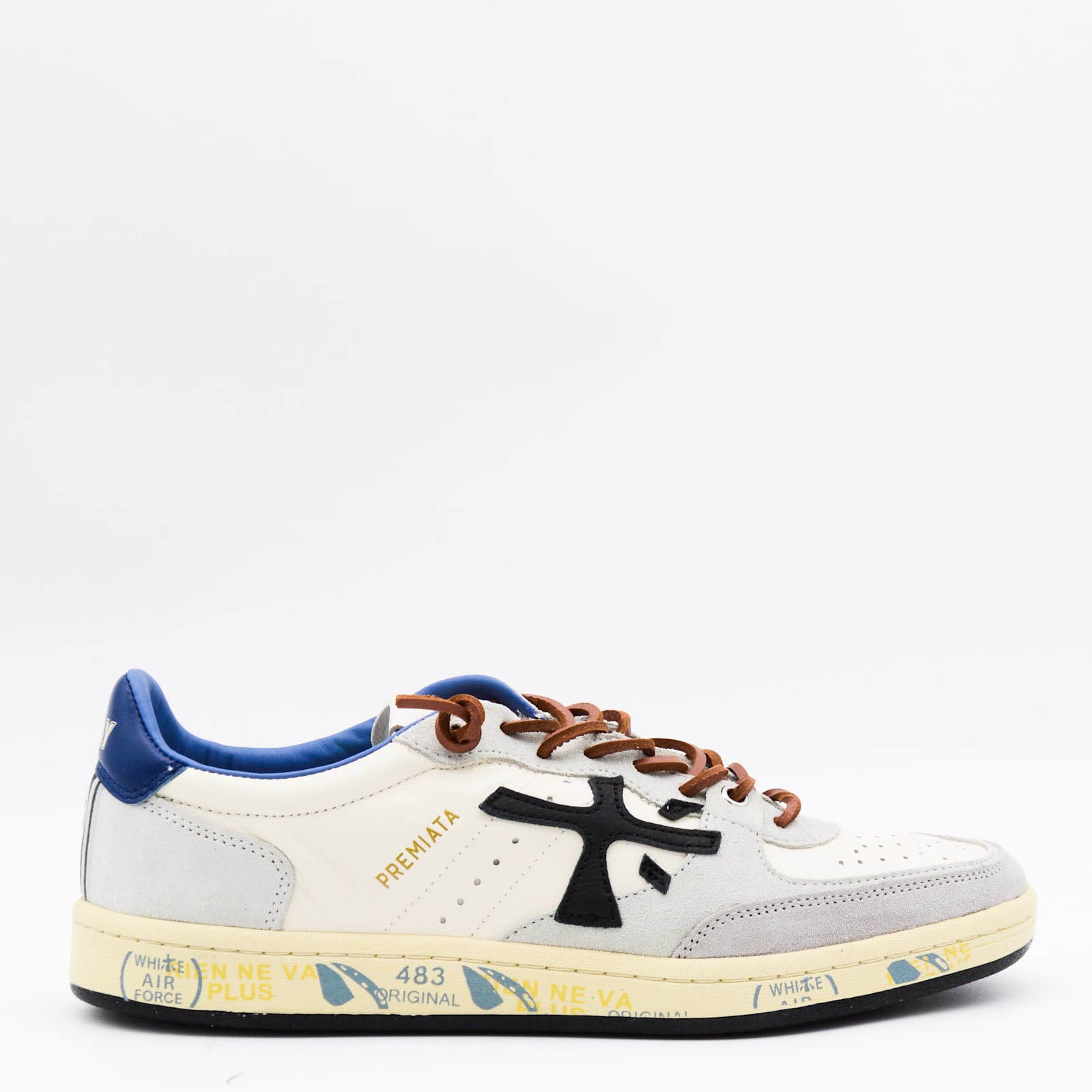 Premiata Multicolor Leather Sneakers In White