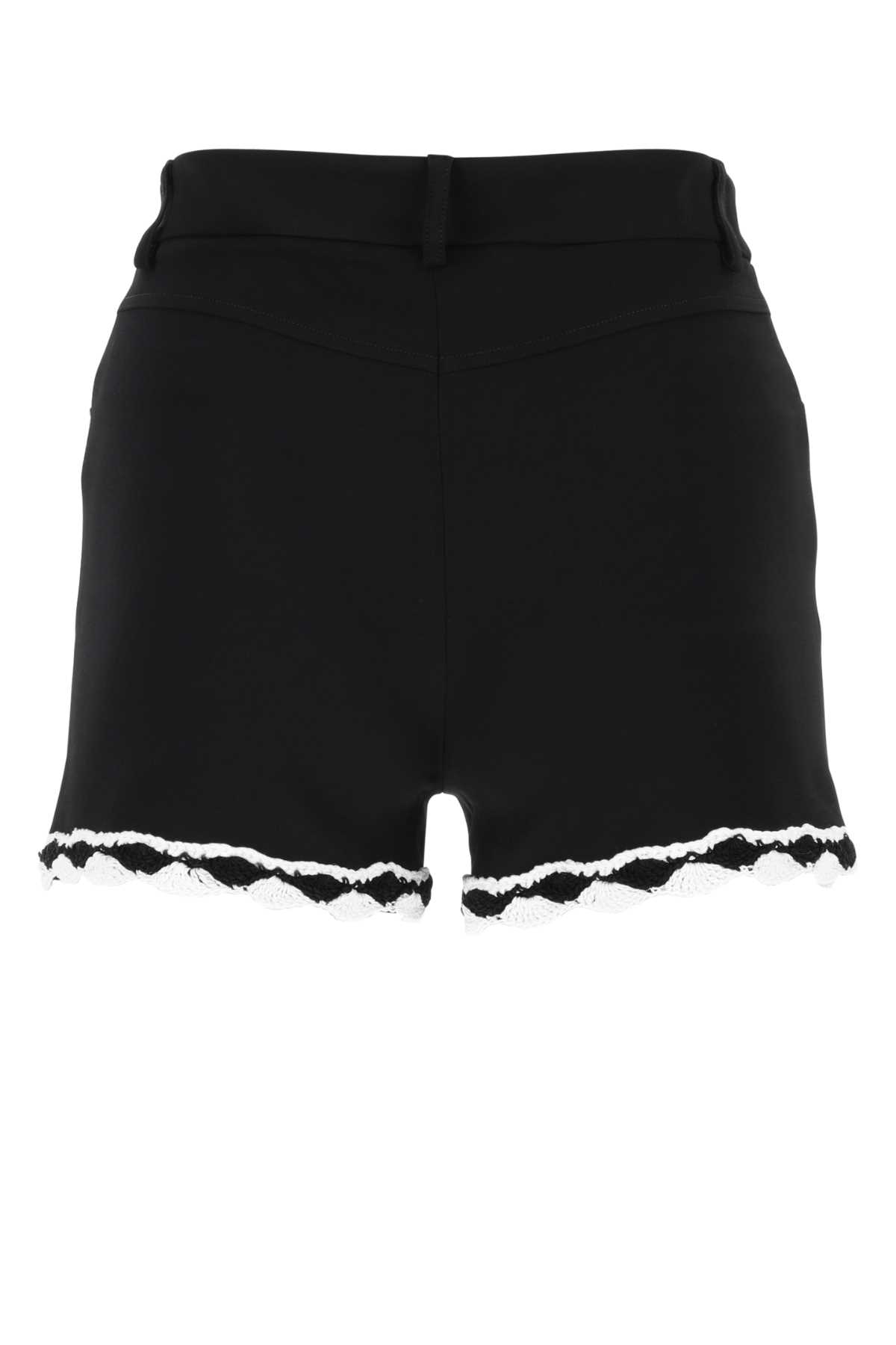 Shop Moschino Black Stretch Crepe Shorts In 1555