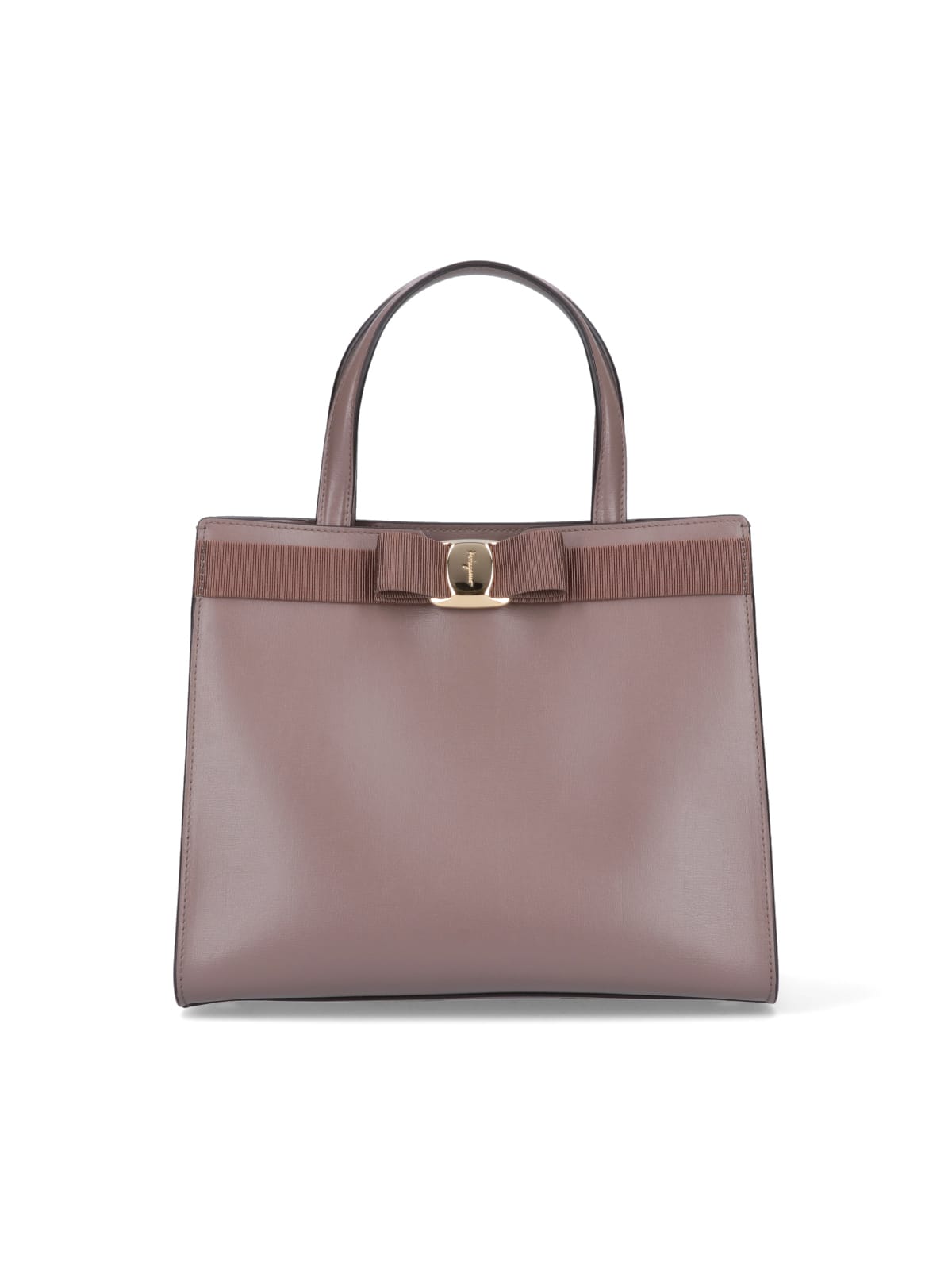 Shop Ferragamo Vara Bow Tote Bag In Taupe