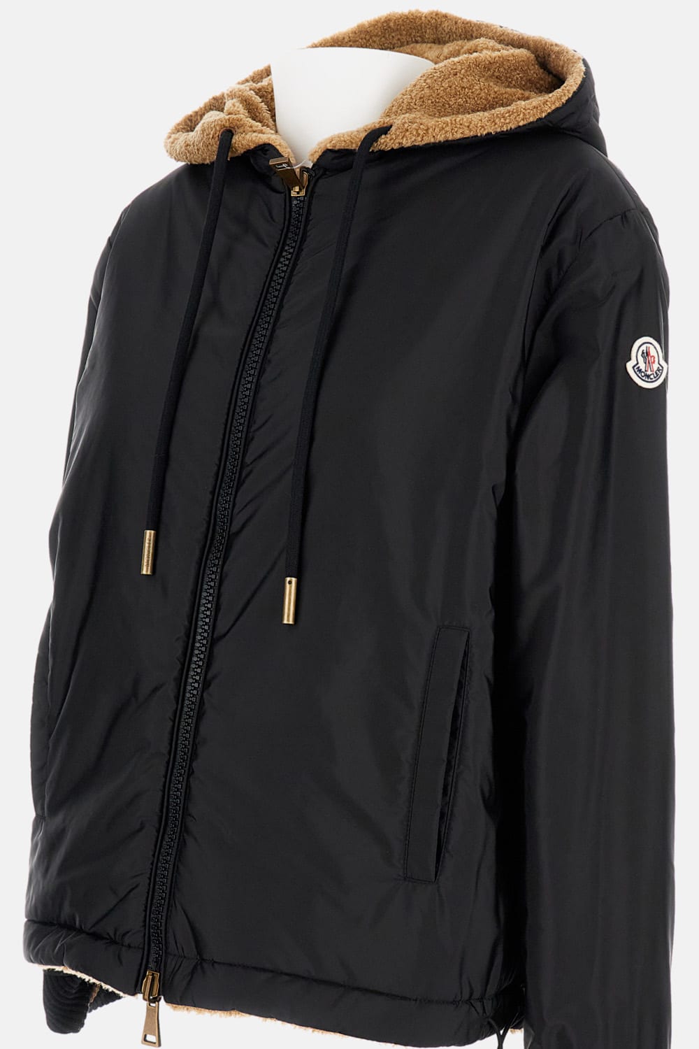 Moncler Reversible Padded Hoodie In Brown