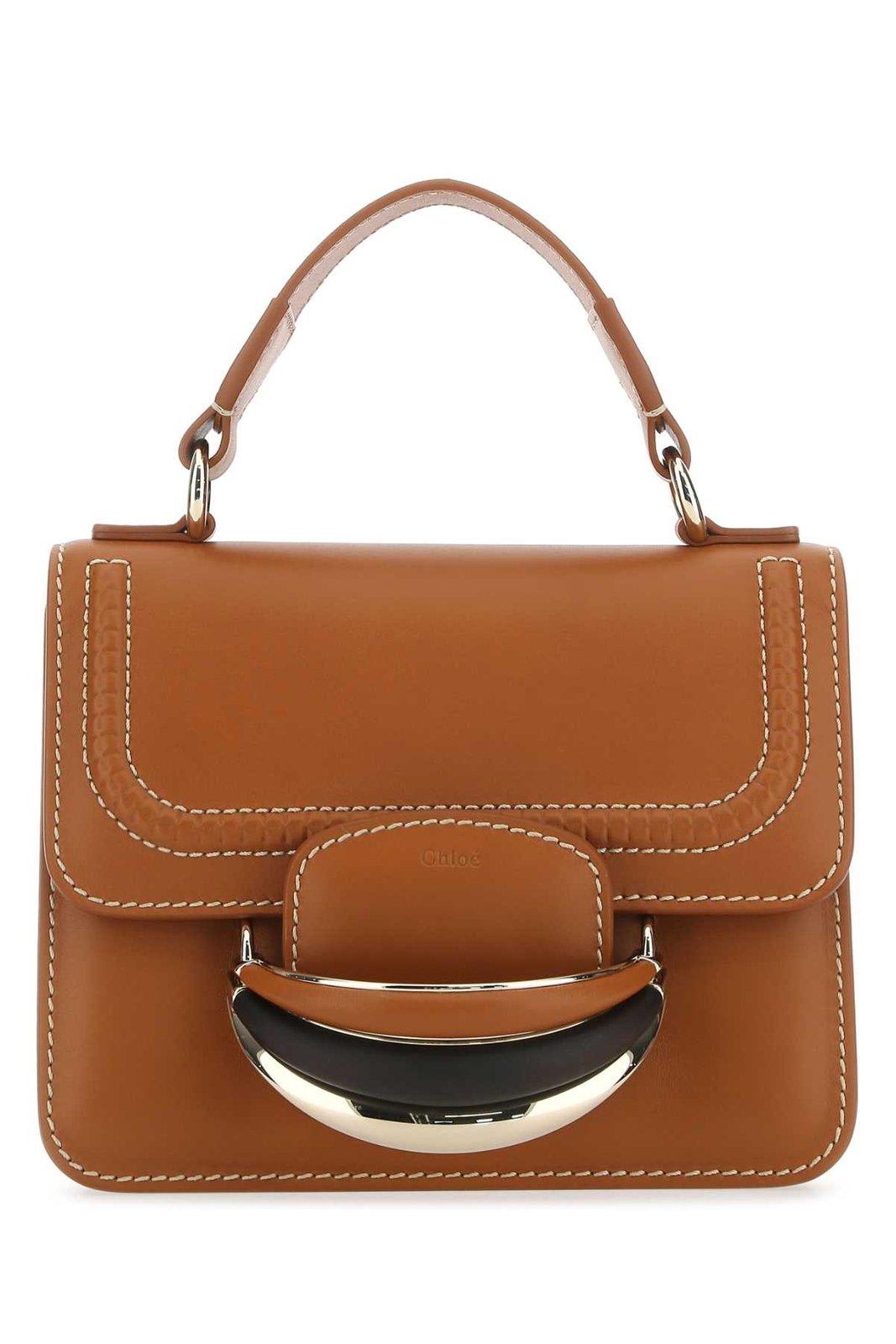 Shop Chloé Kattie Small Crossbody Bag In Leather Brown