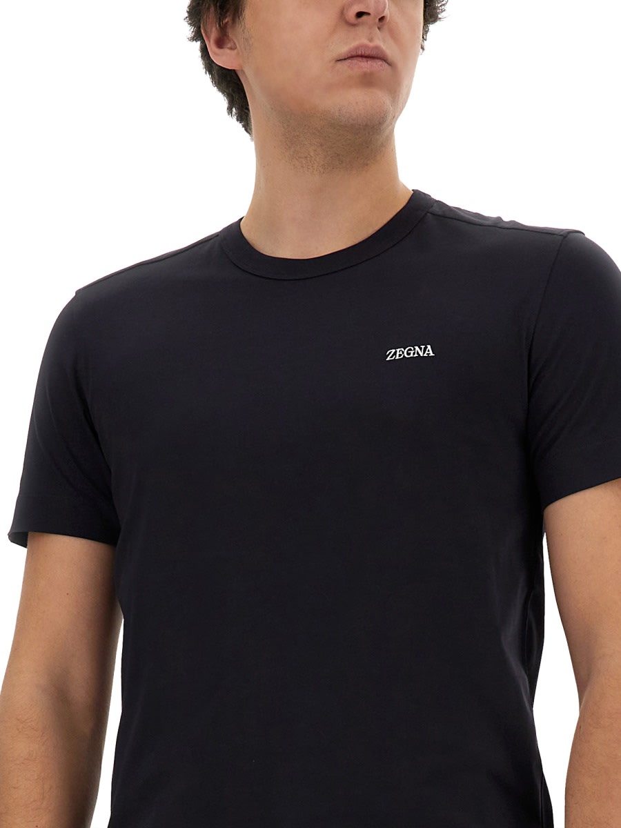 Shop Zegna T-shirt With Logo In Blue