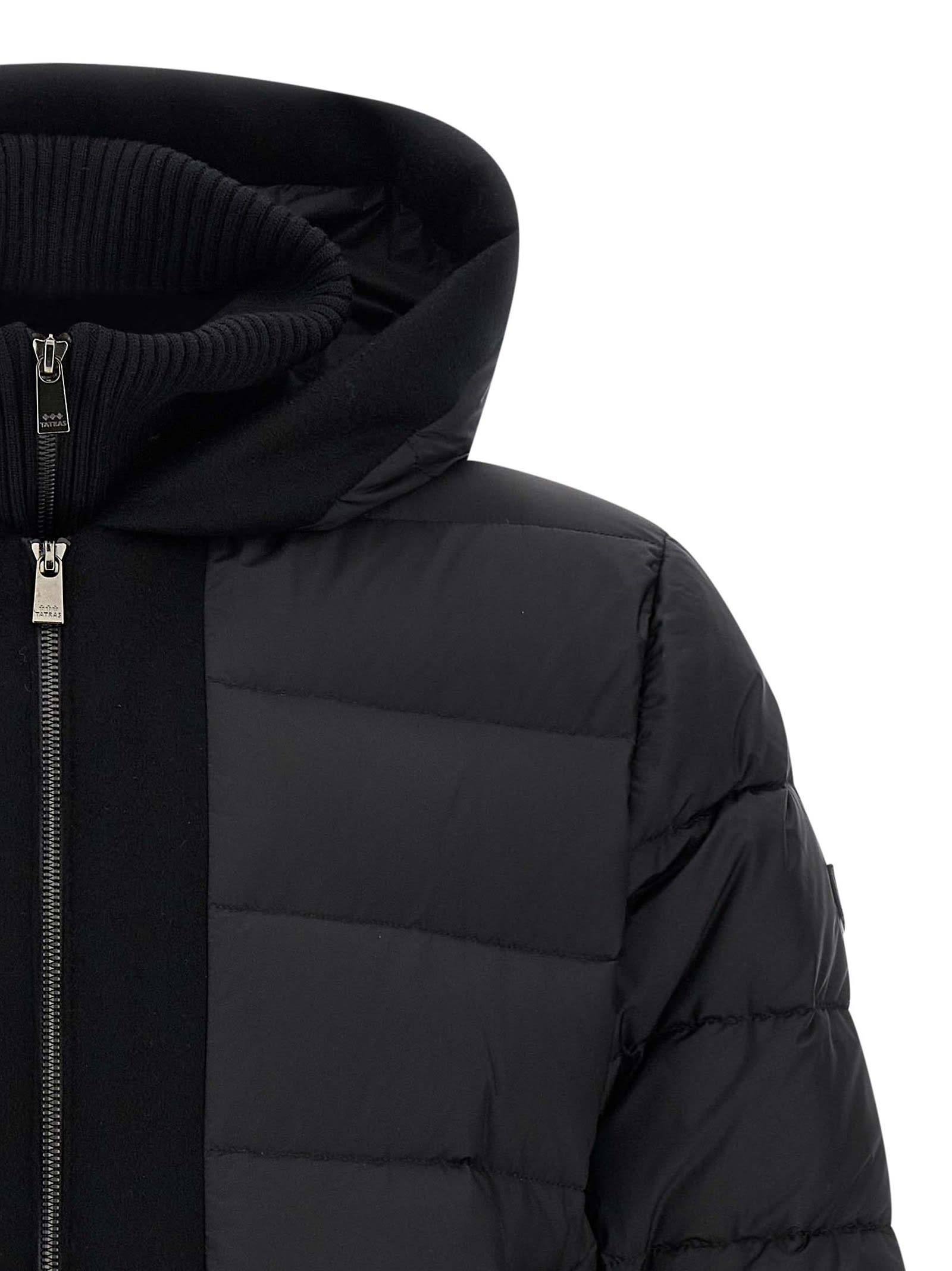 Tatras Liko Black Down Jacket With Drawstring Hood And Logo Patch On The Side In Tech Fabric Man In Black