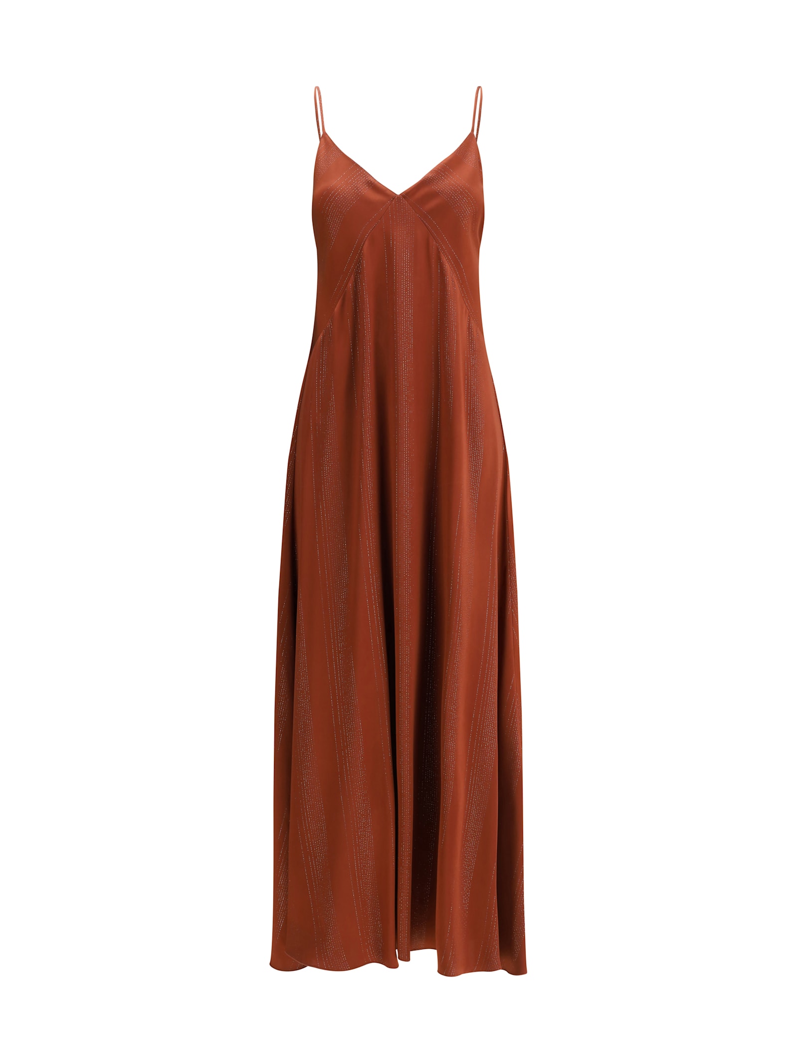 Forte Forte Spaghetti-strap Metallic-detail Dress In Brown